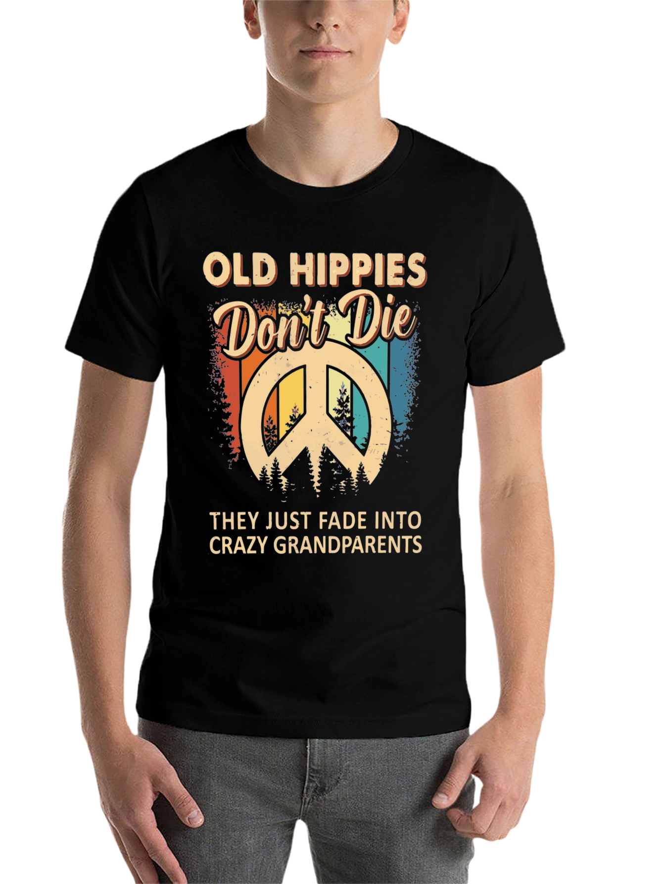 Black Old Hippies Don't Die T-Shirt view 7
