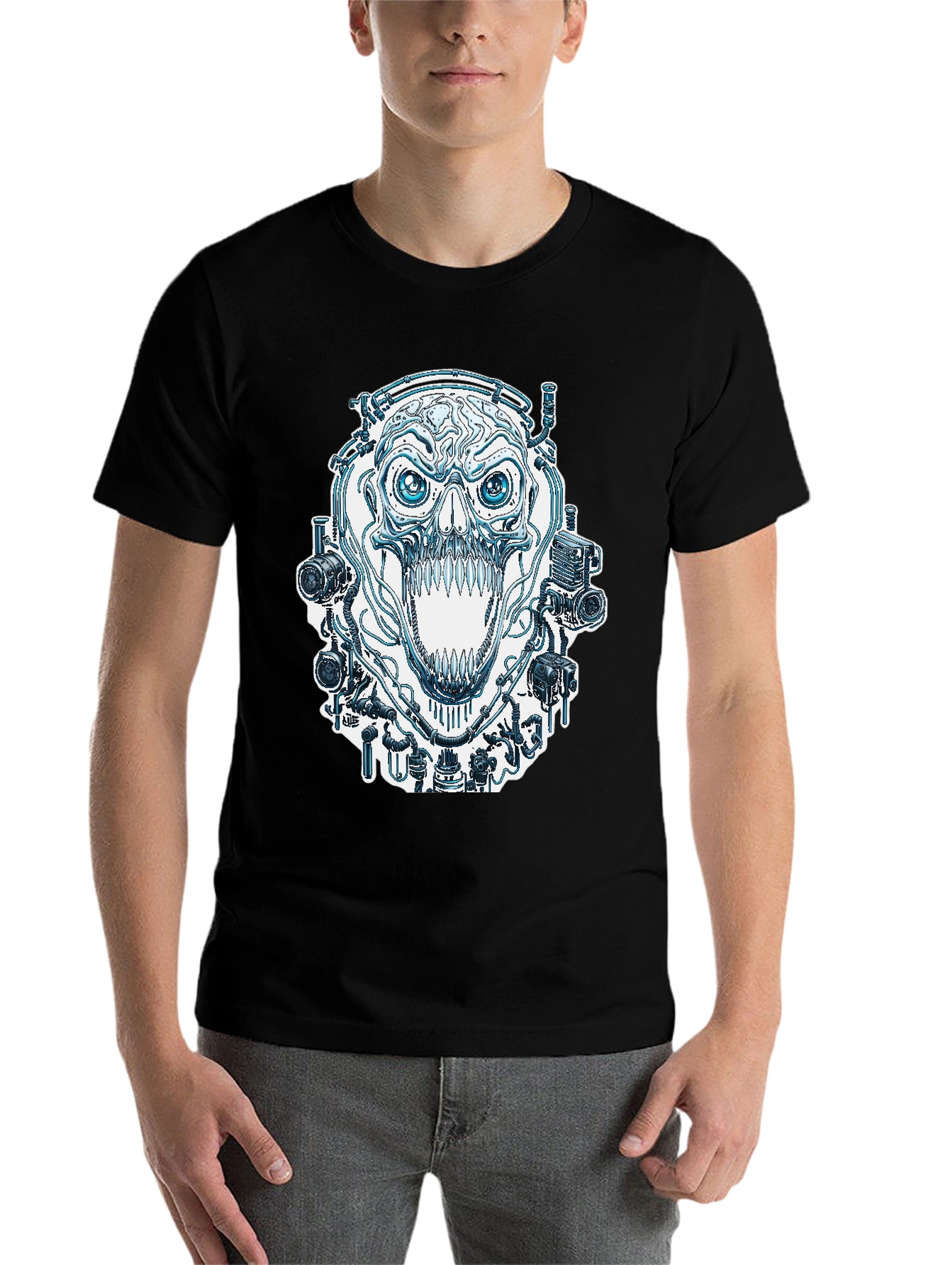 Black Steampunk Skull T-Shirt - Edgy Graphic Tee view 7