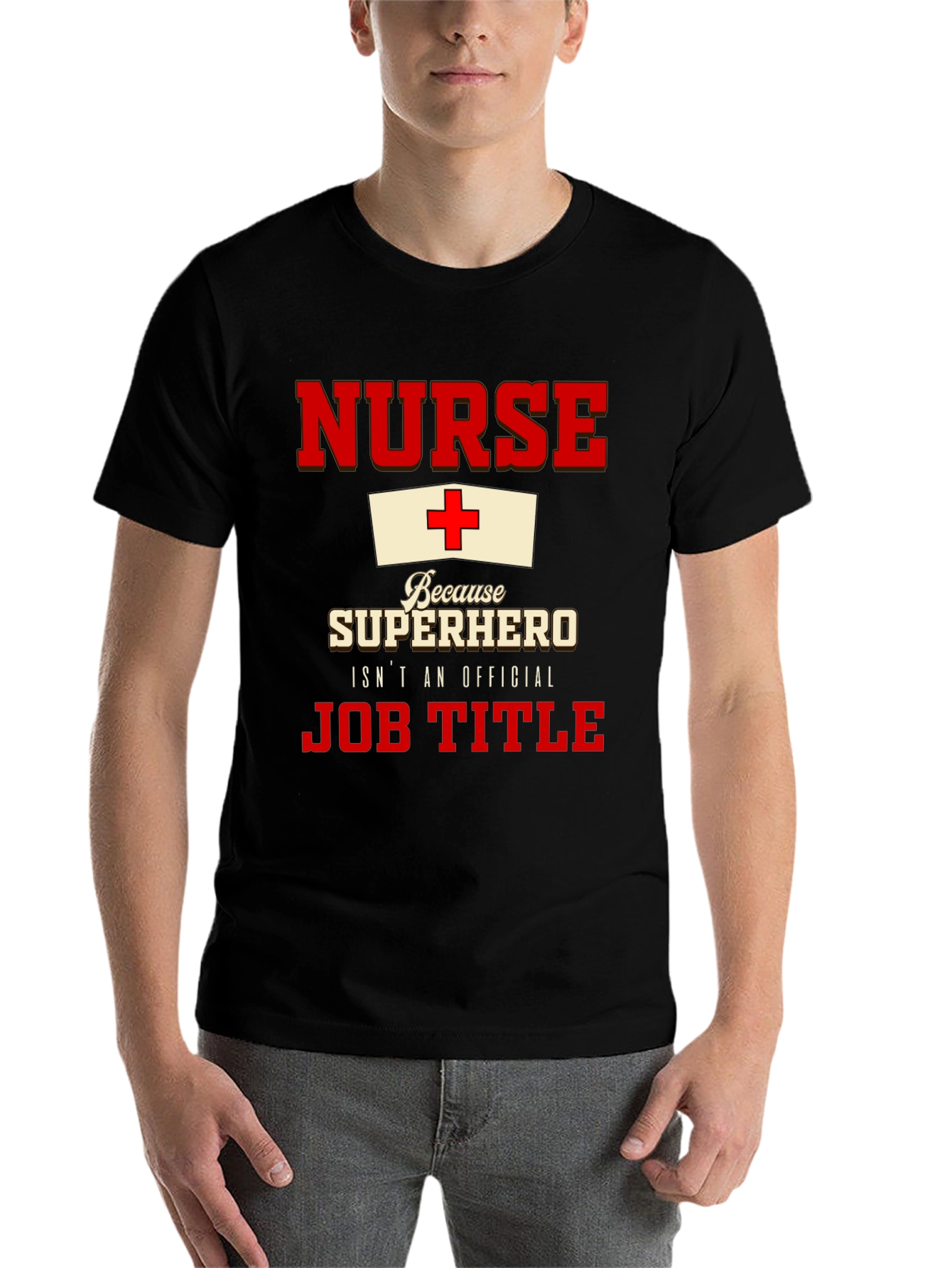 Black Nurse Superhero T-Shirt - Official Job Title view 7
