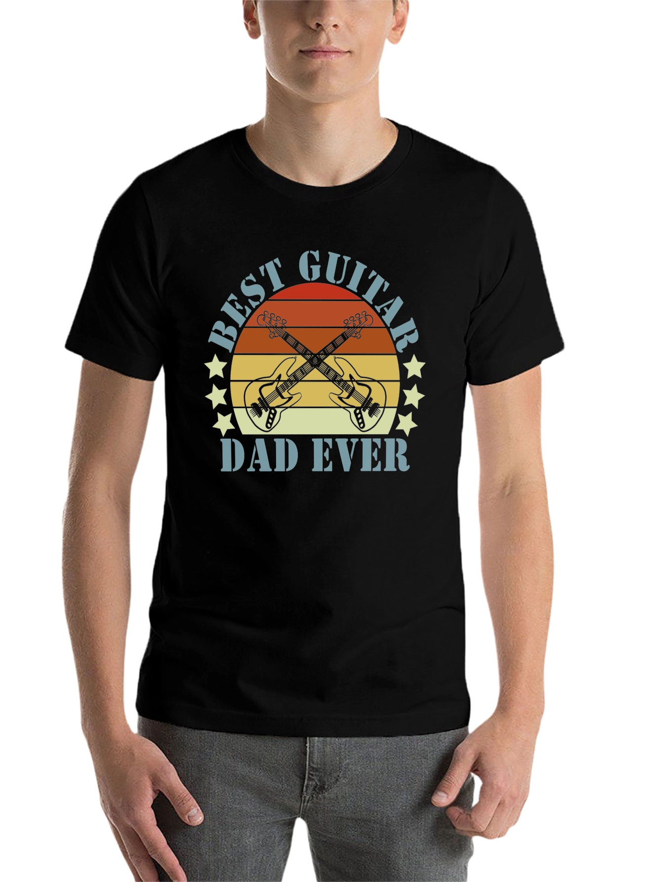 Black Best Guitar Dad Ever T-Shirt view 7