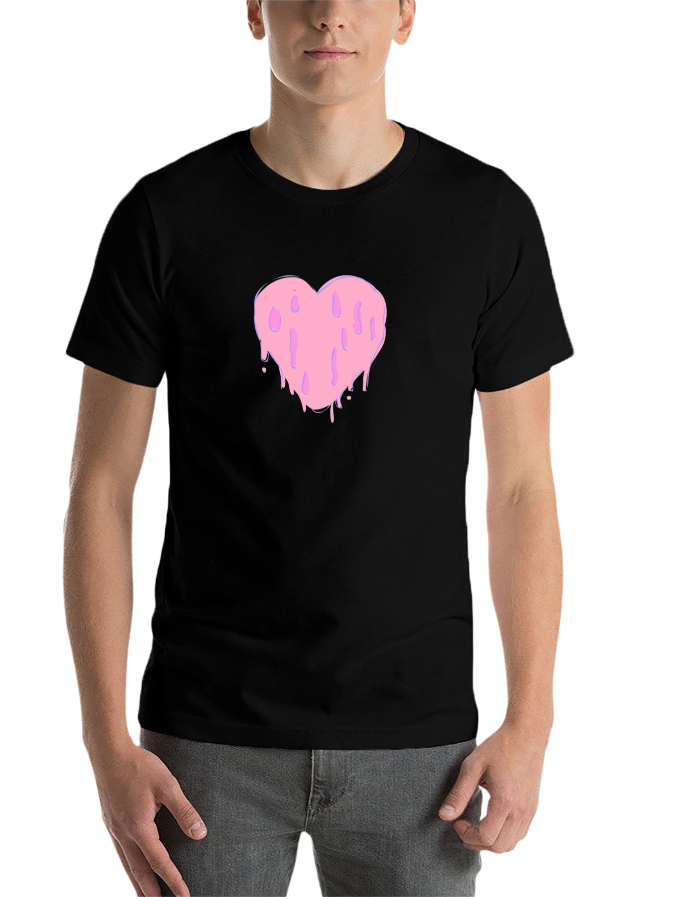 Black Melting Heart Graphic Black Tee view 7