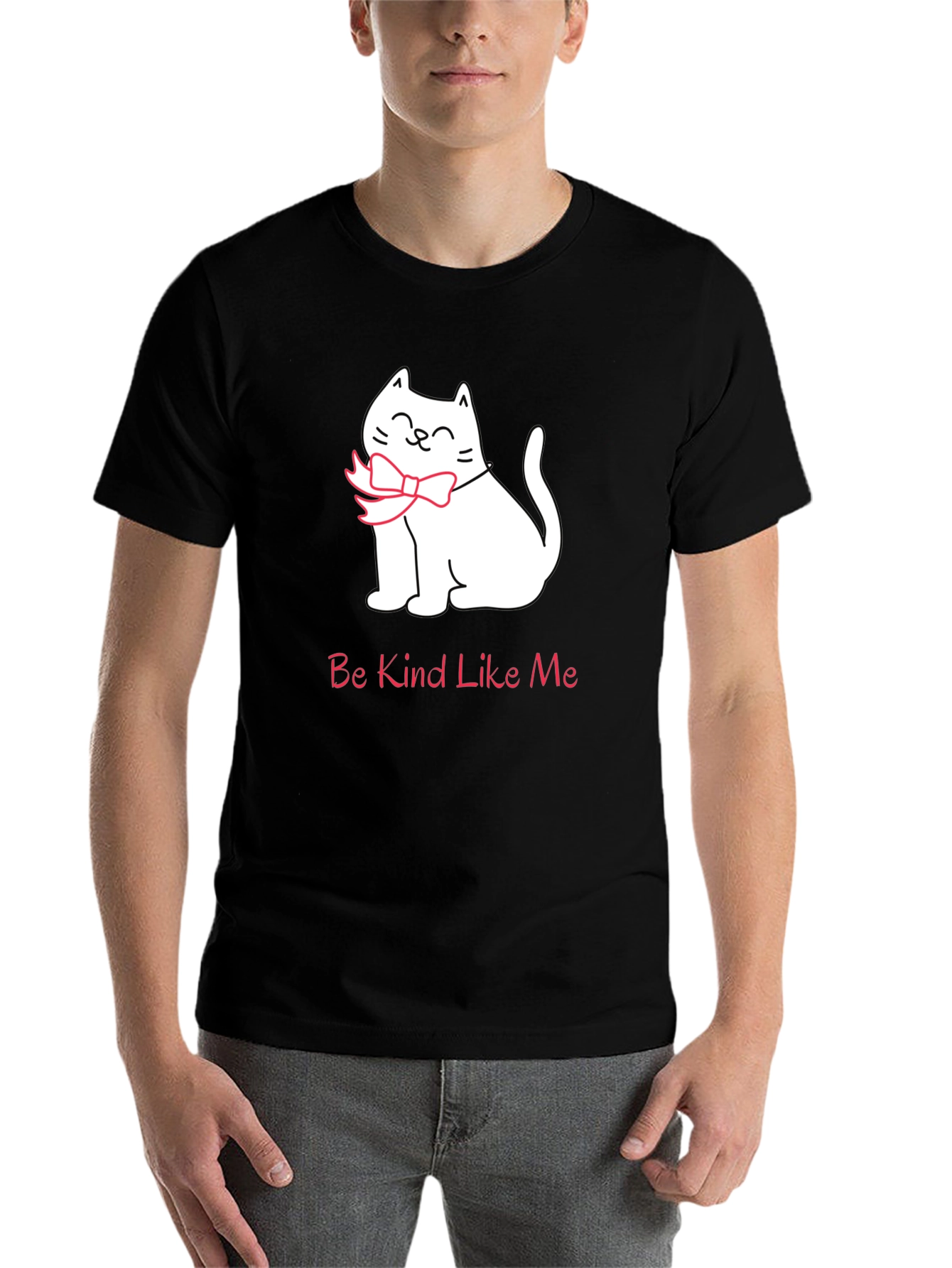 Black Be Kind Like Me T-Shirt - Cat Bow Tie Tee view 7