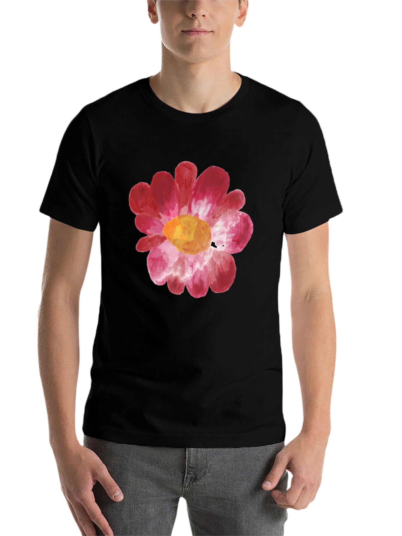 Black Floral Watercolor Graphic Tee - Black view 7