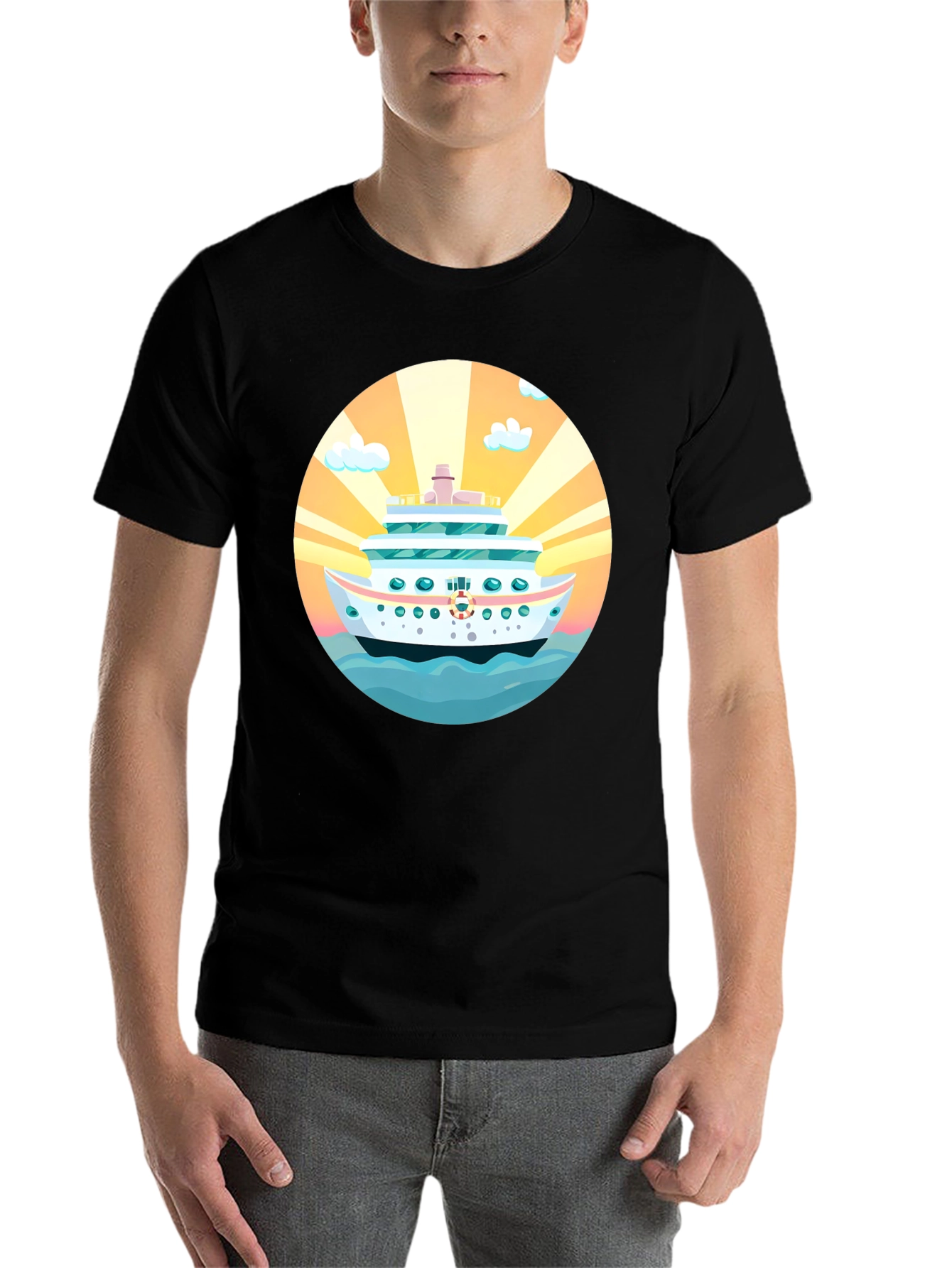 Black Cruise Ship Graphic Tee - Sun, Sea, Style! view 7