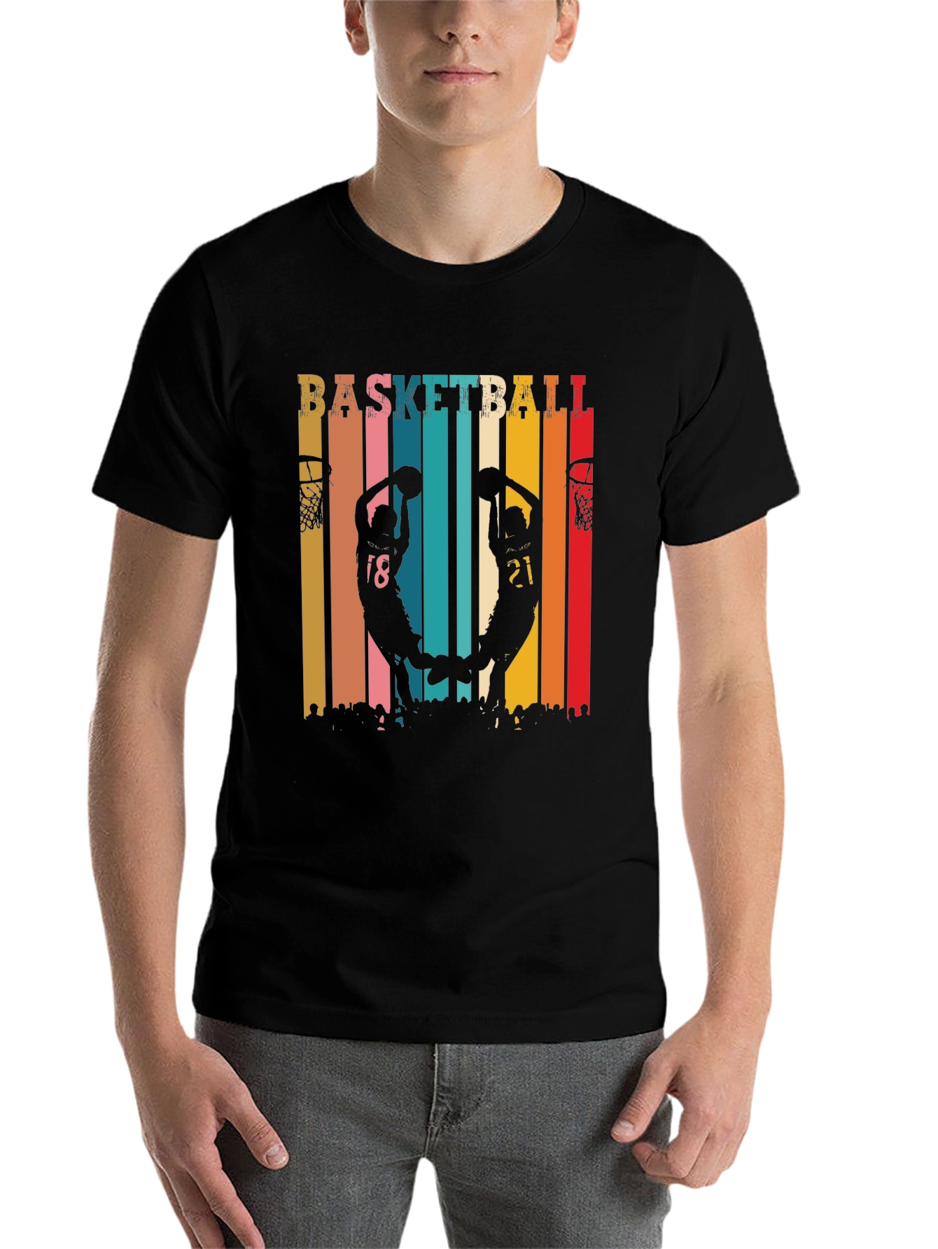 Black Basketball Silhouette Graphic Tee - Retro Style view 7