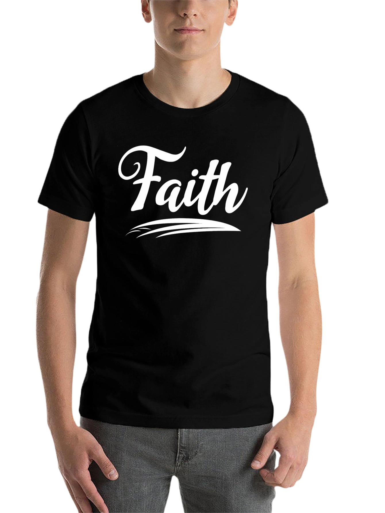 Black Faith Graphic Tee - Classic Black Crewneck T-Shirt view 7