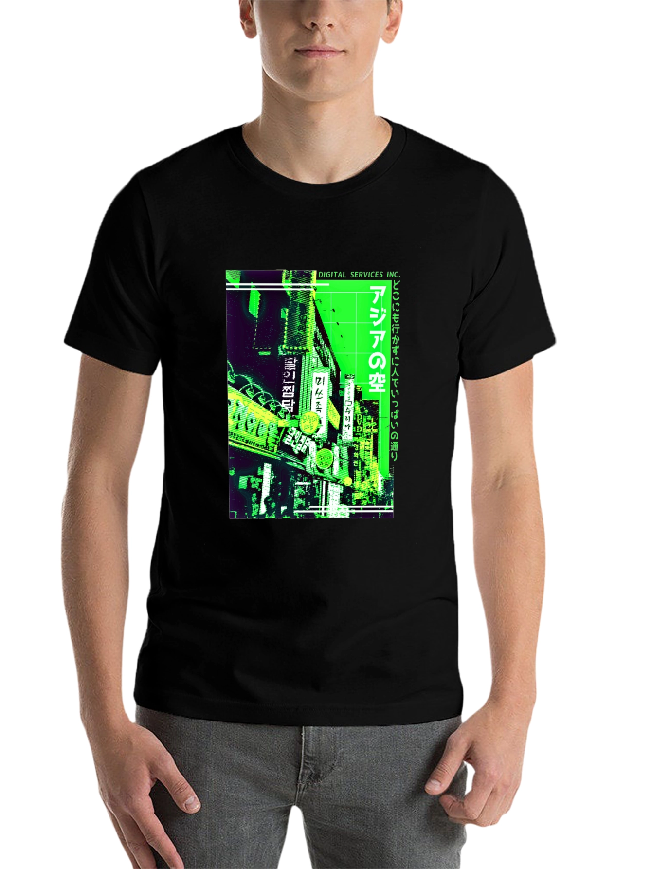 Black Asia Street Scene Graphic T-Shirt - Digital Services view 7