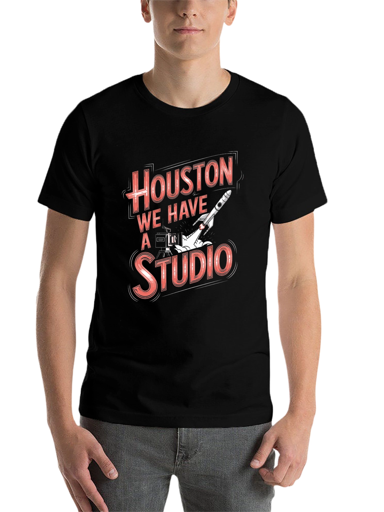 Black Houston We Have a Studio Black T-Shirt view 7