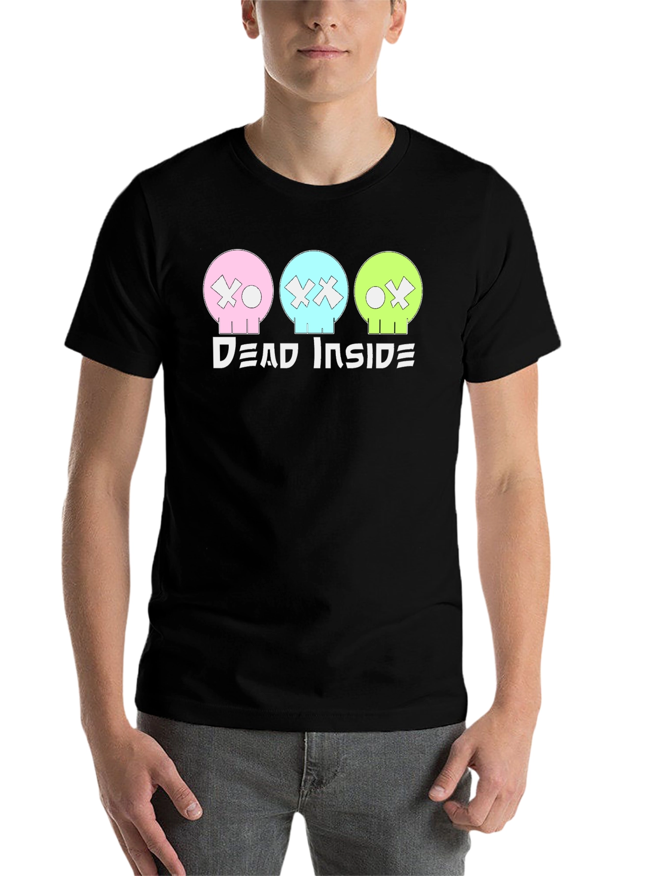 Black Dead Inside T-Shirt: Pastel Skulls, Trendy Graphic Tee view 7