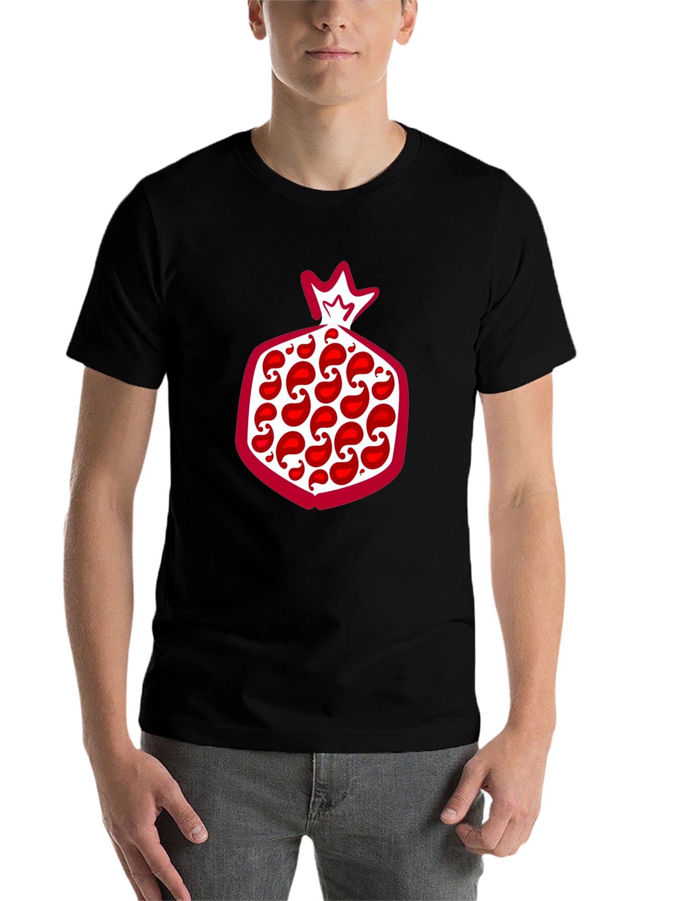 Black Pomegranate Graphic Tee - Stylish Fruit Design T-Shirt view 7