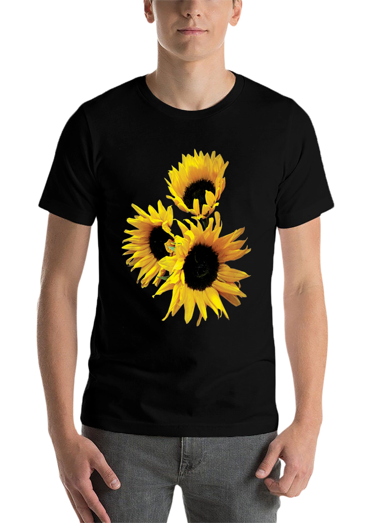 Black Sunflower Graphic Tee - Black Cotton Blend view 7