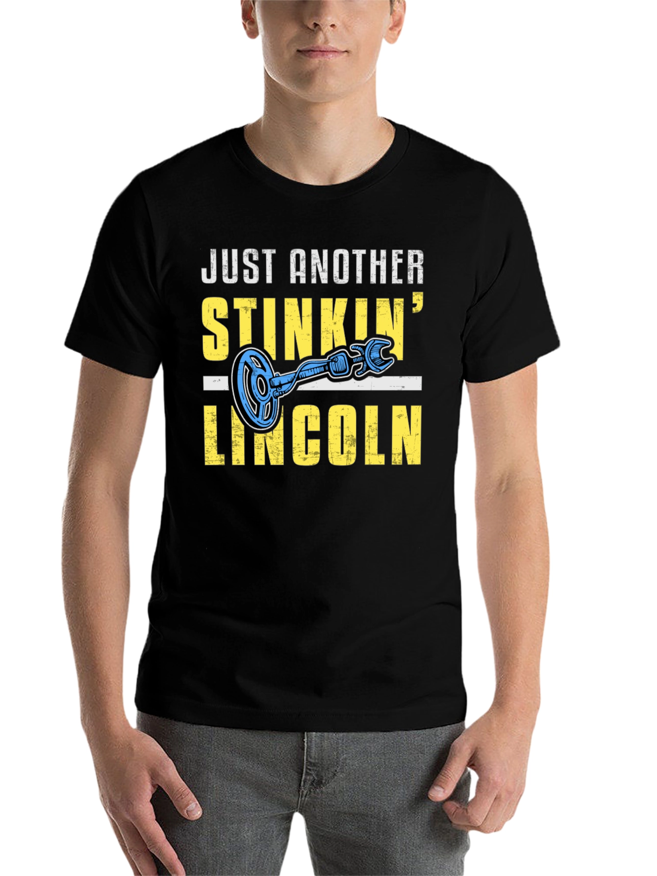 Black Stinkin' Lincoln T-Shirt - Metal Detecting view 7