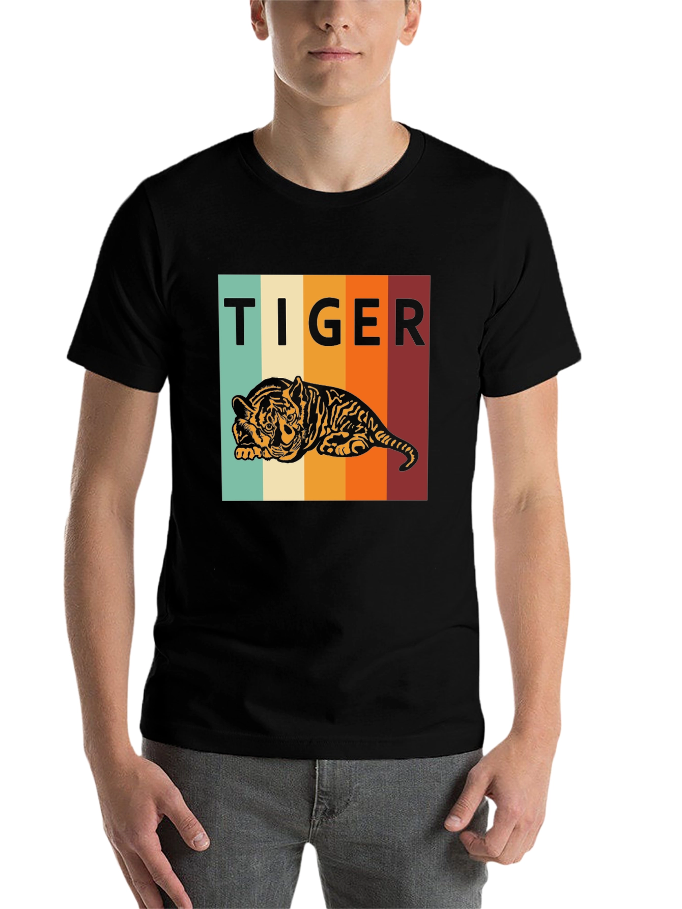 Black Retro Tiger Graphic Tee - Comfort Fit view 7