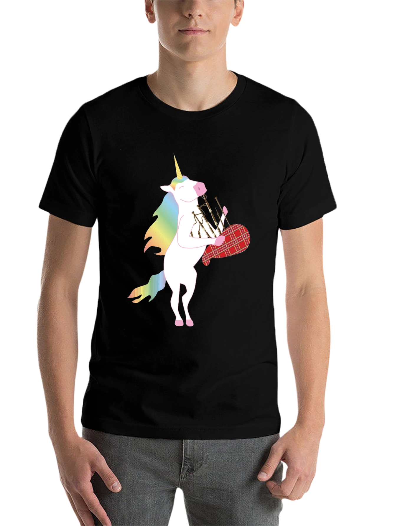 Black Unicorn Bagpipes Black T-Shirt view 7