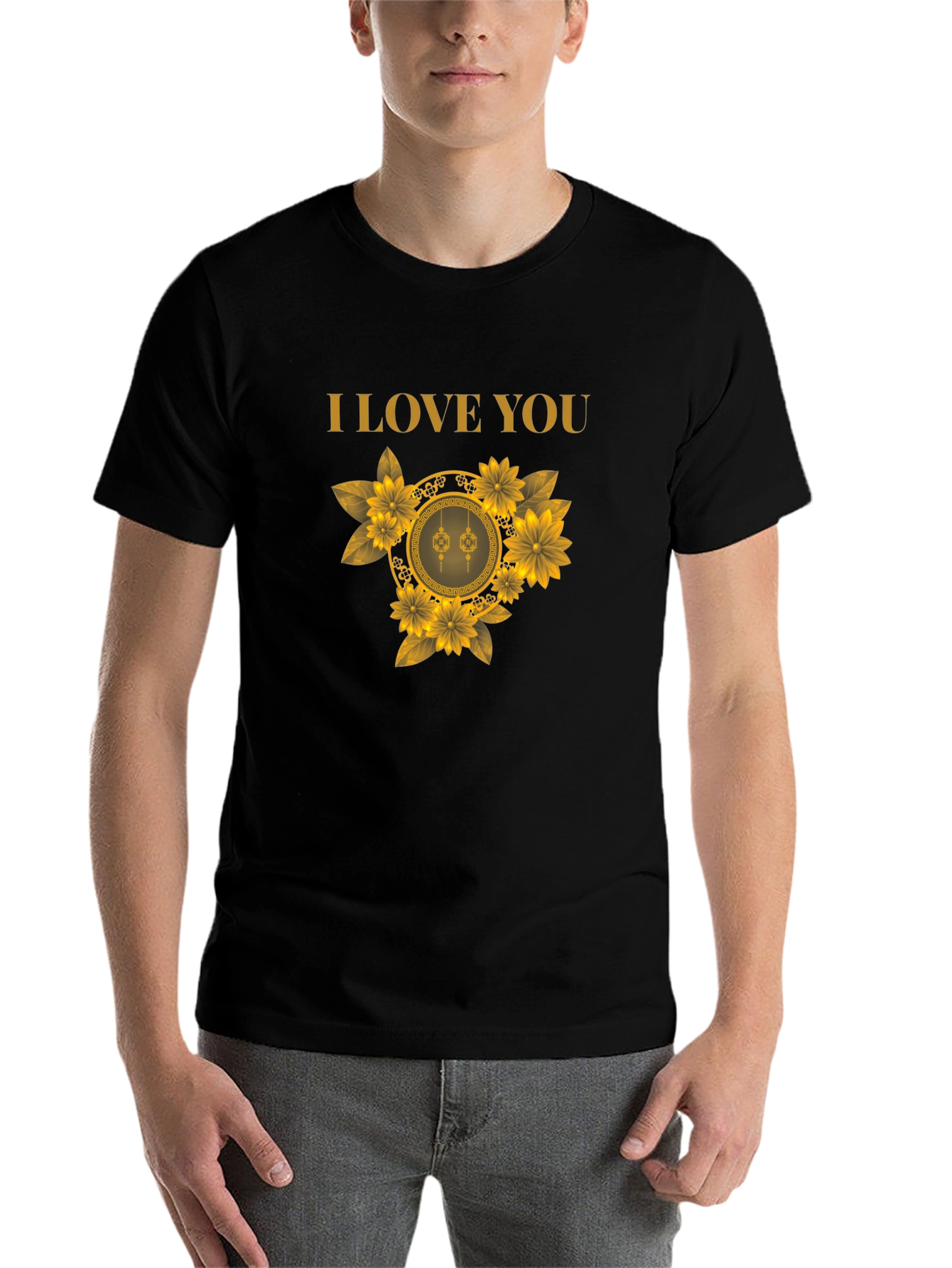 Black I Love You Floral T-Shirt view 7