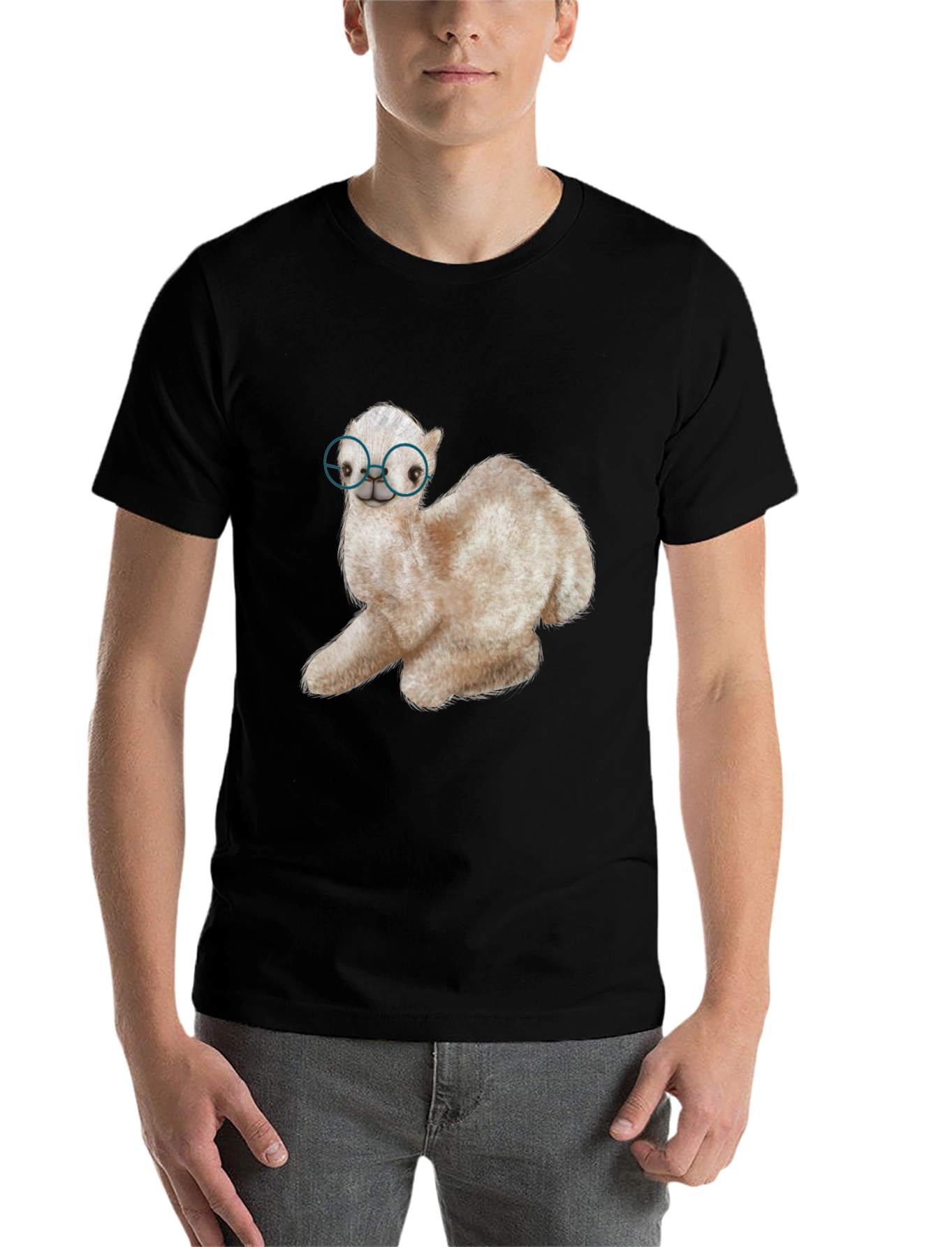Black Alpaca with Glasses Graphic Tee view 7