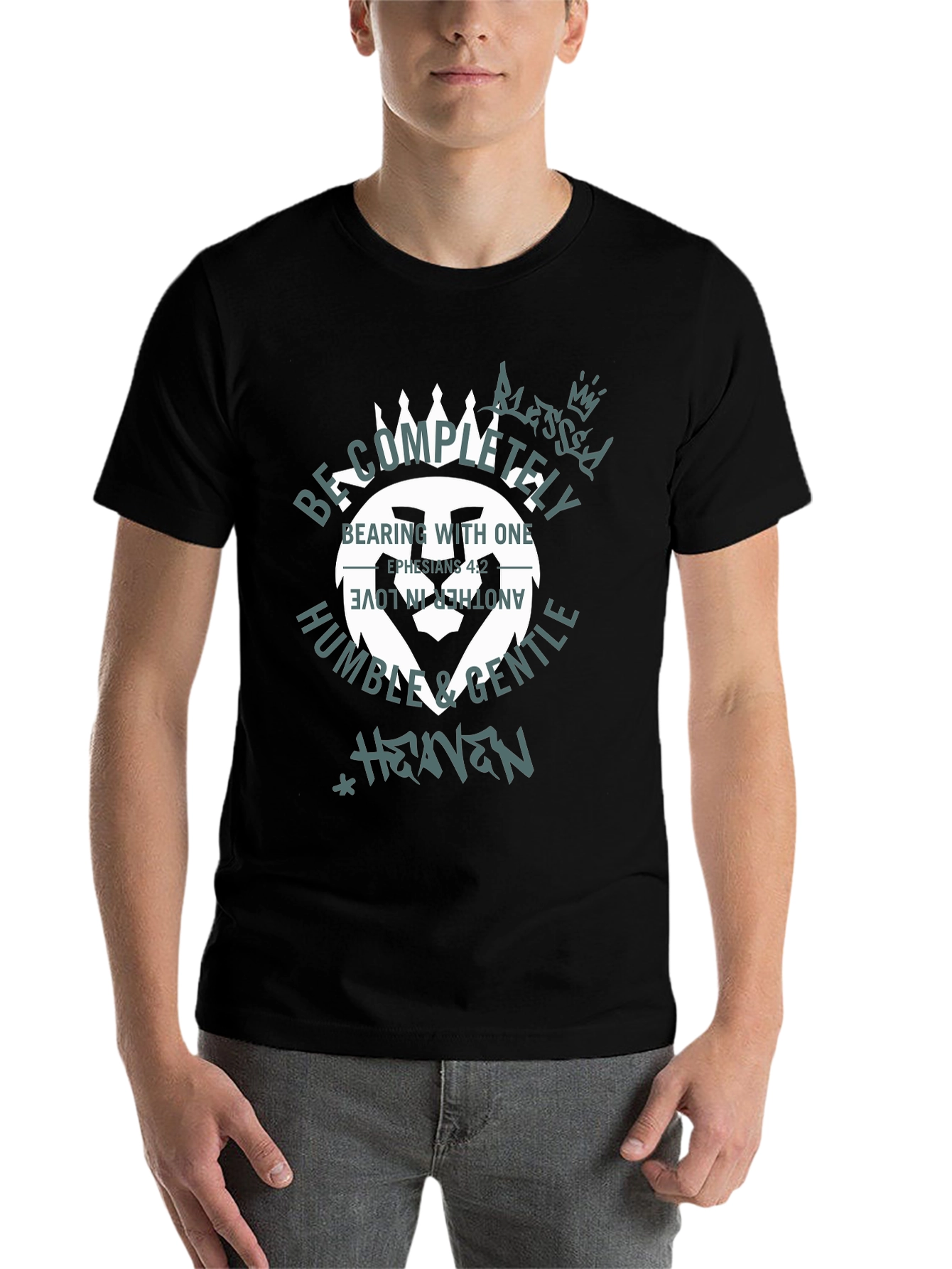 Black Faith-Inspired Lion T-Shirt view 7