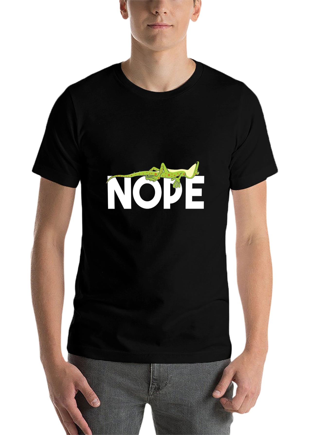 Black Nope Lizard T-Shirt - Comfy Black Tee view 7