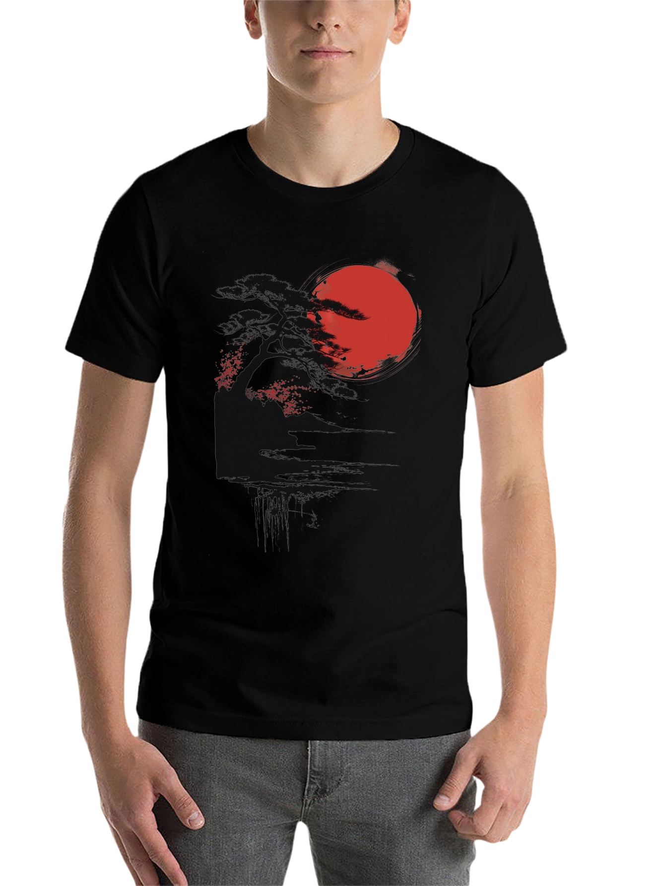 Black Rising Sun Graphic Tee - Black Cotton Blend view 7