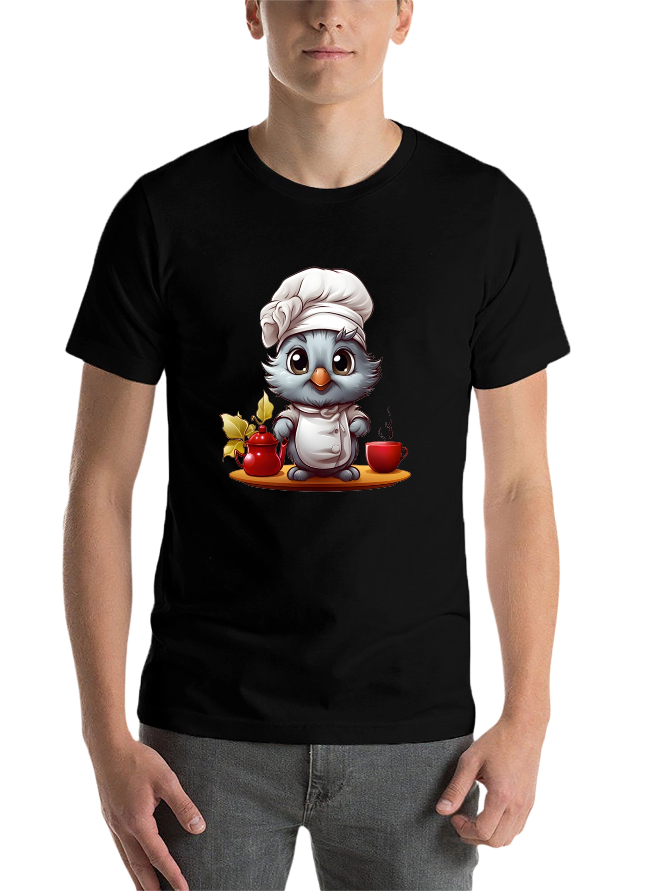 Black Chef Bird Graphic T-Shirt - Cute & Comfortable Tee view 7
