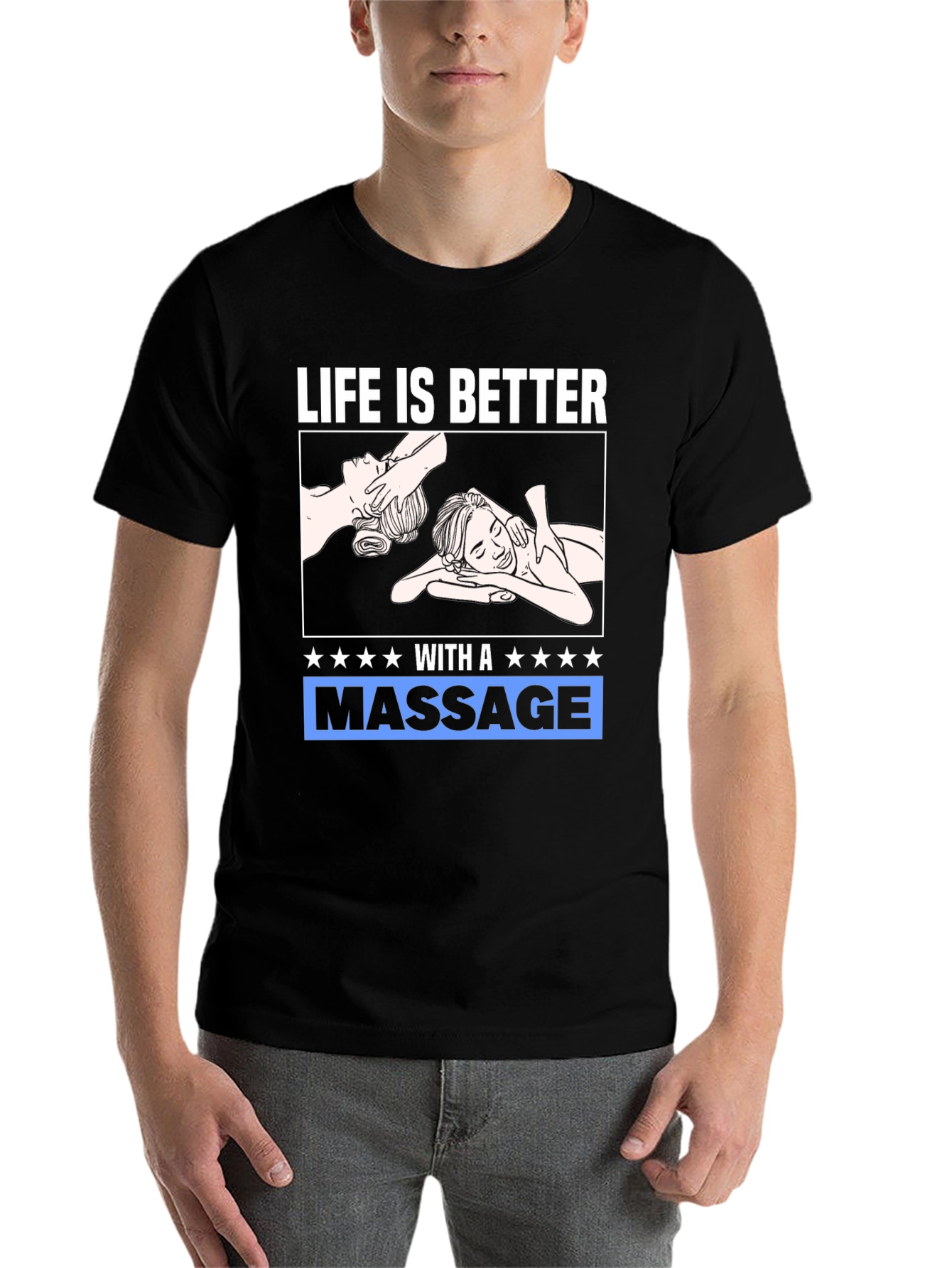 Black Relaxation Massage T-Shirt view 7