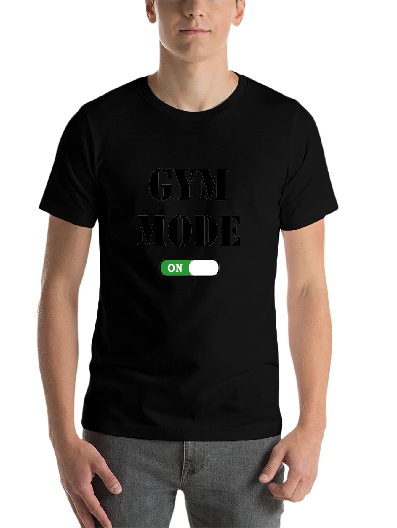 Black Gym Mode On T-Shirt - Fitness Apparel view 7