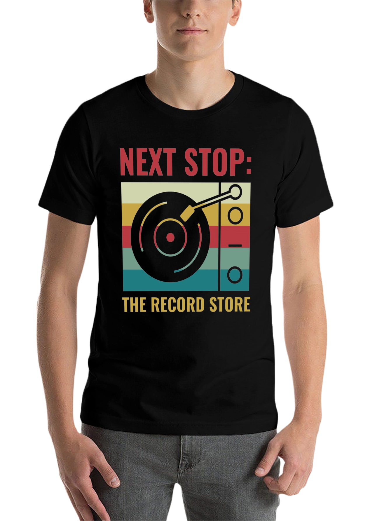 Black Next Stop Record Store Graphic Tee view 7