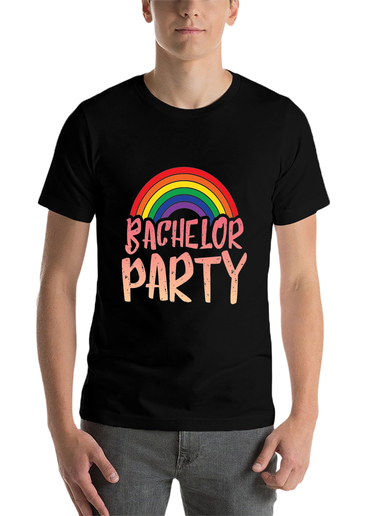 Black Bachelor Party Rainbow Graphic Tee view 7