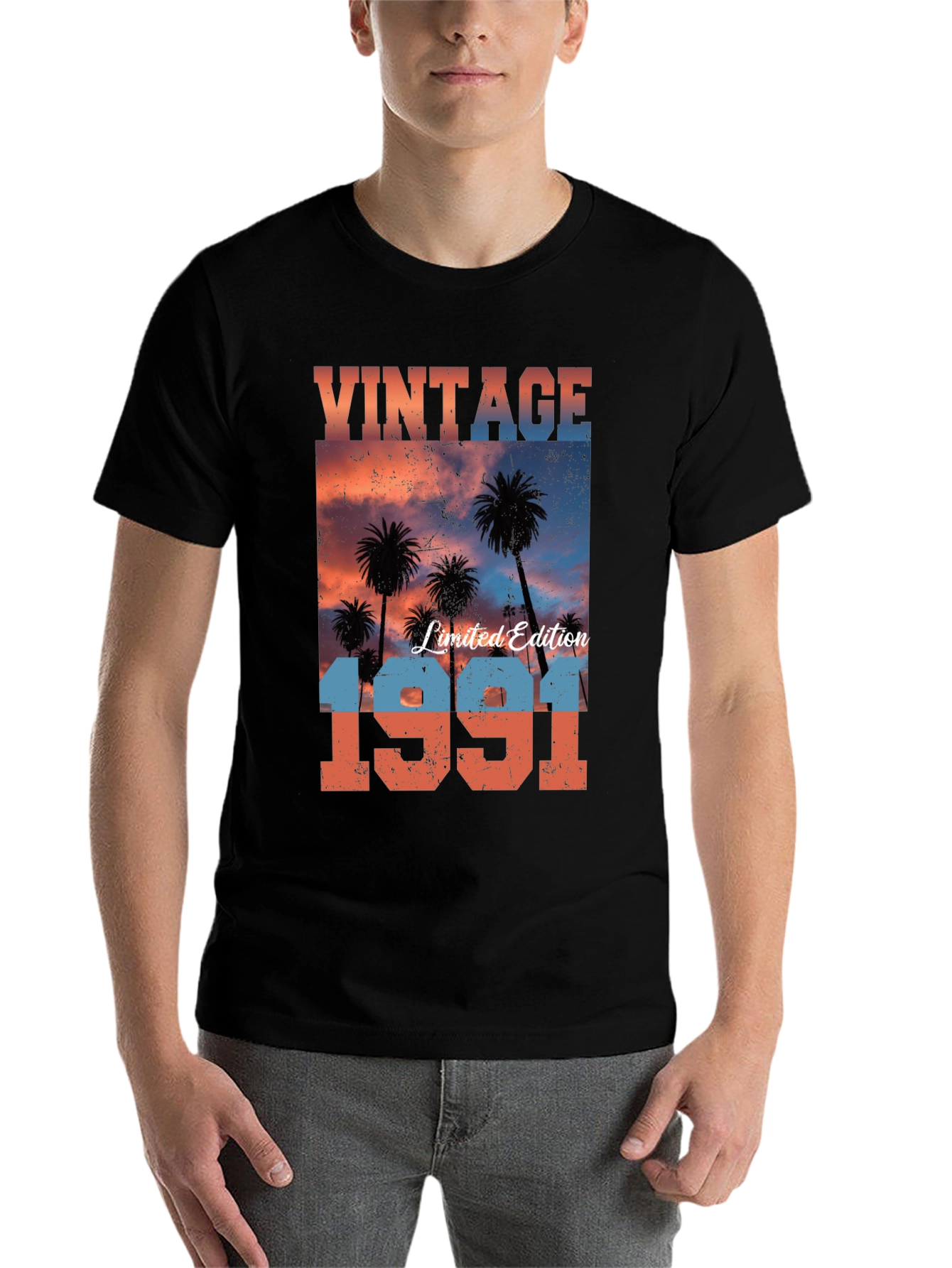 Black Vintage 1991 Palm Tree Graphic Tee view 7