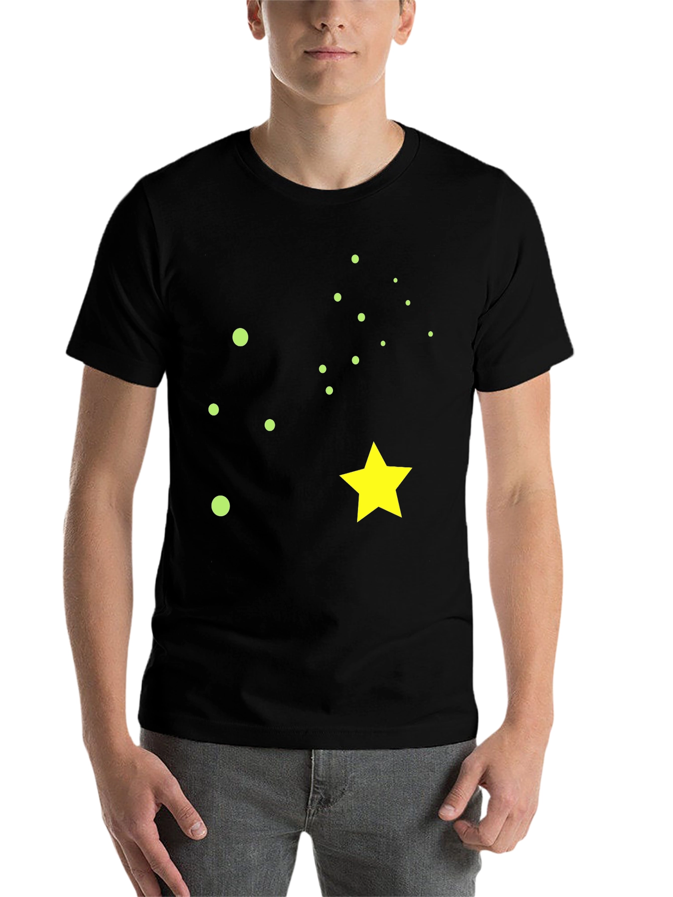 Black Starry Night Black Cotton T-Shirt view 7