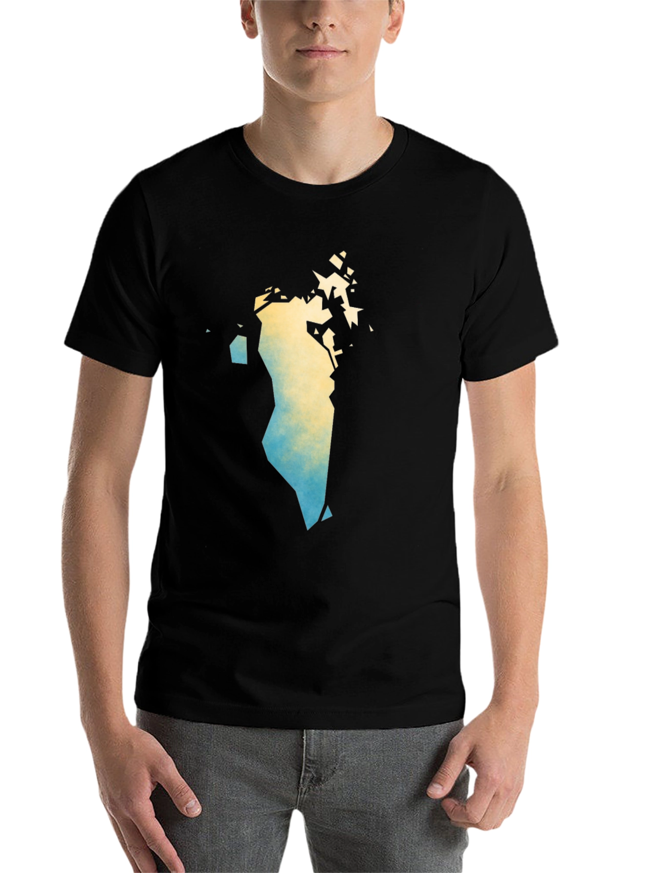 Black Bahrain Map Art Black T-Shirt - Stylish Graphic Tee view 7