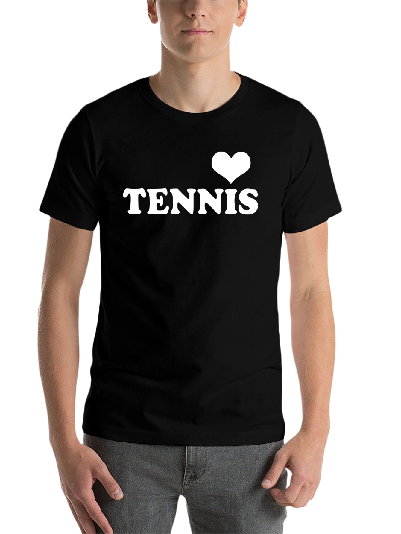 Black I Heart Tennis Graphic Tee - Black Cotton T-Shirt view 7