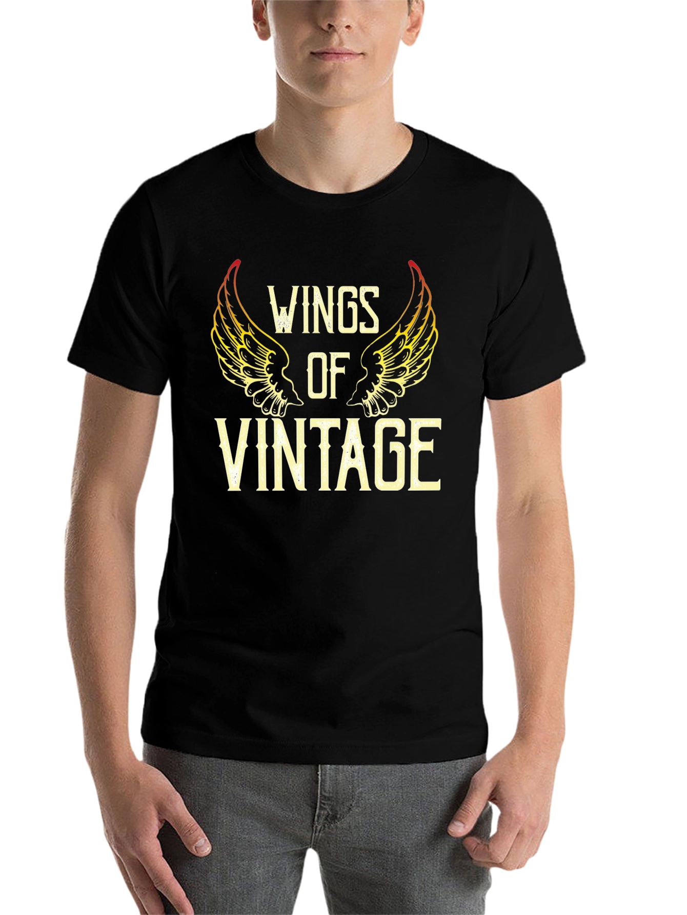 Black Wings of Vintage Graphic T-Shirt - Black view 7