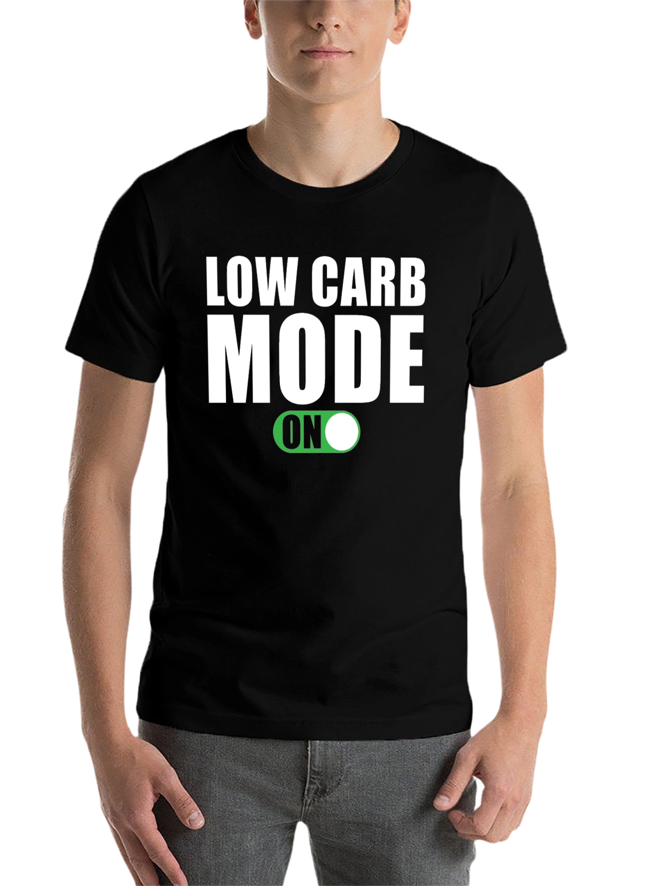 Low Carb Mode ON Black T-Shirt - 7