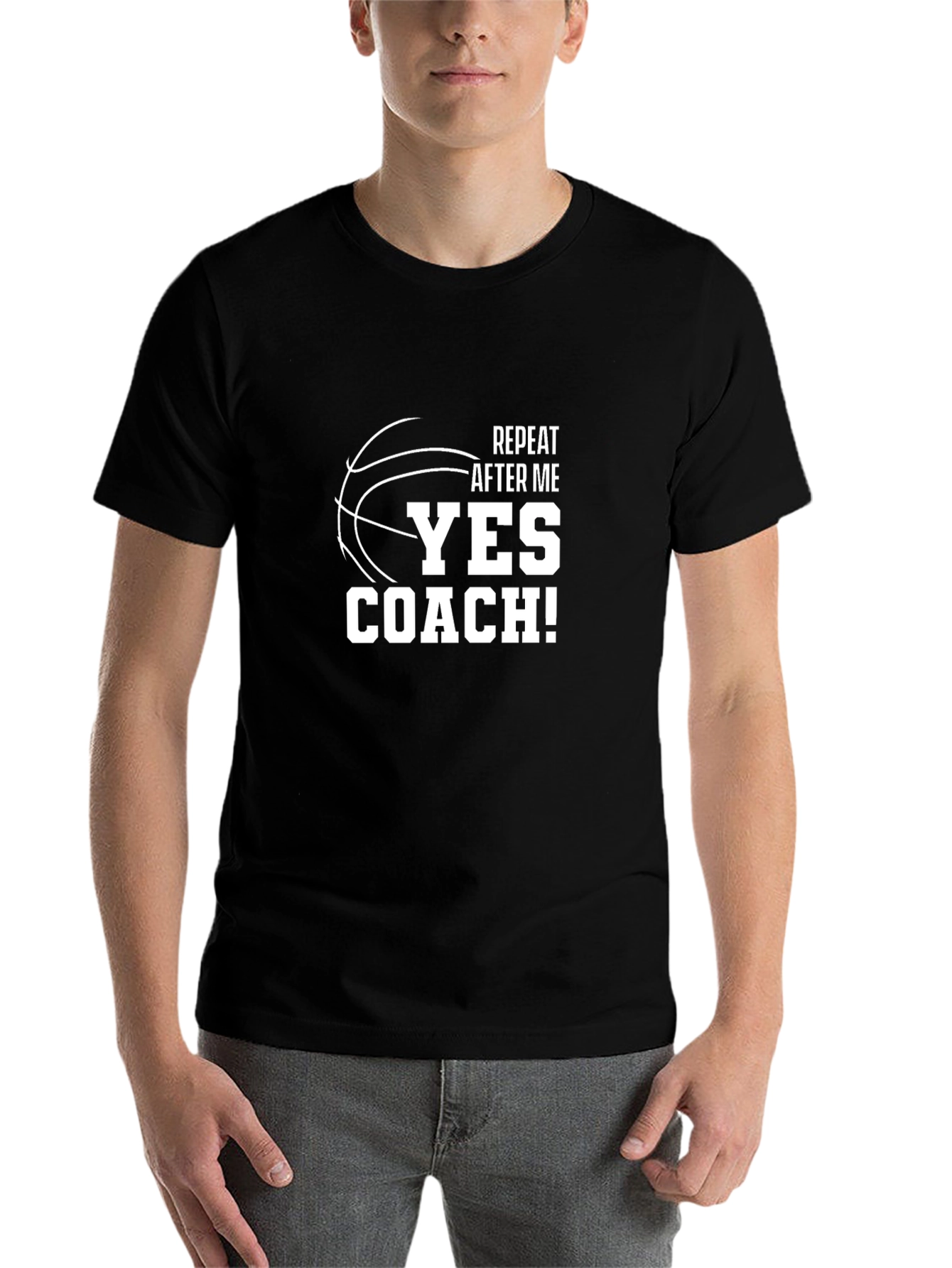 Black Basketball Coach T-Shirt - Repeat After Me Yes Coach! view 7