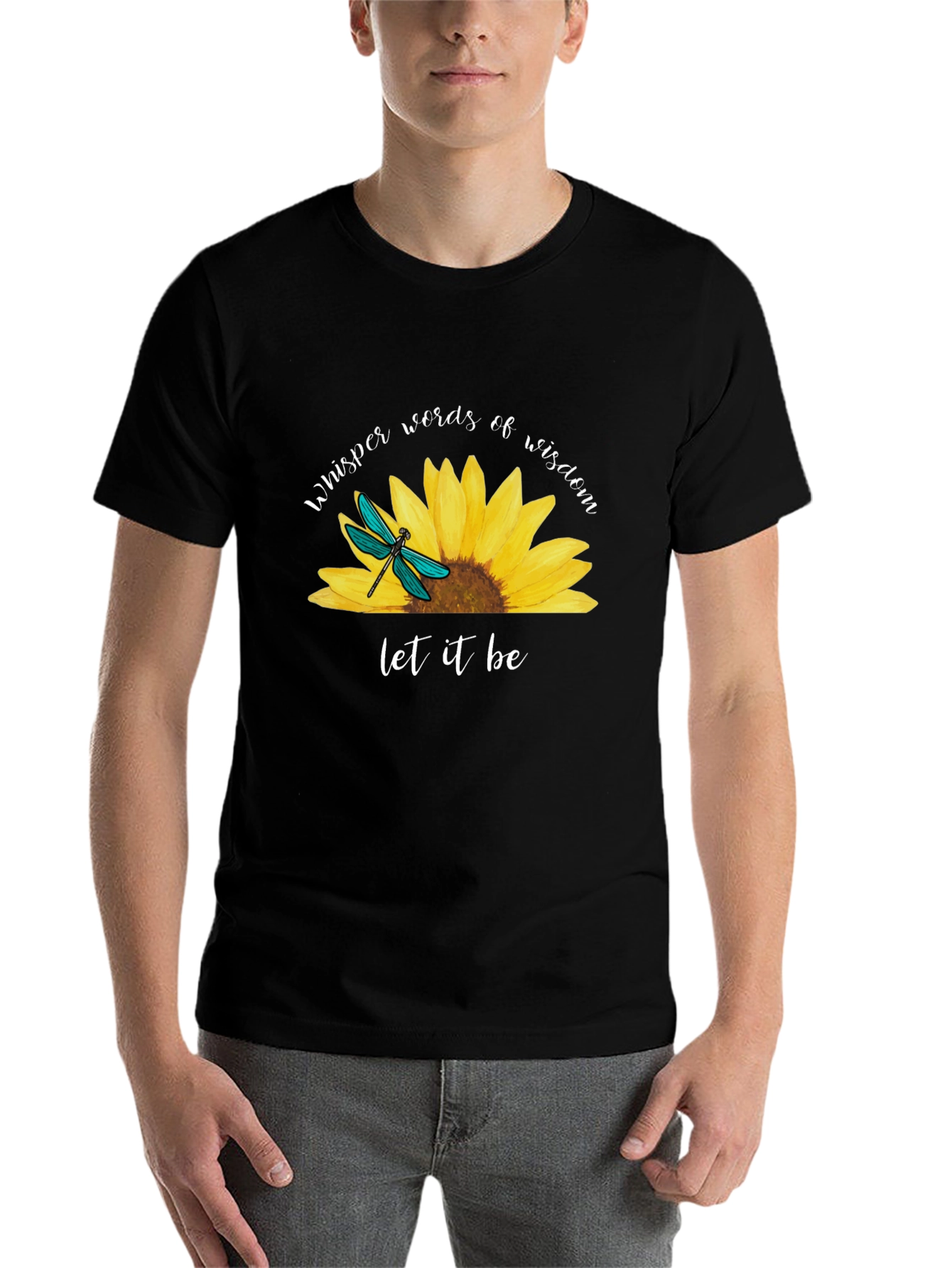 Black Sunflower Dragonfly Graphic Tee view 7