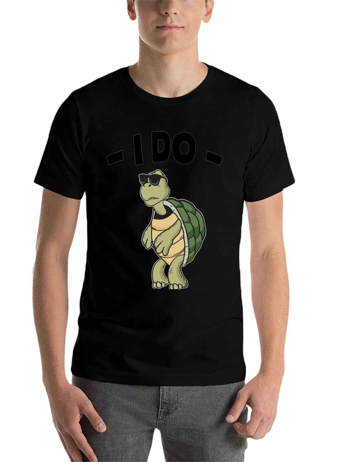 Black Cool Turtle T-Shirt - I Do - Black Cotton Tee view 7