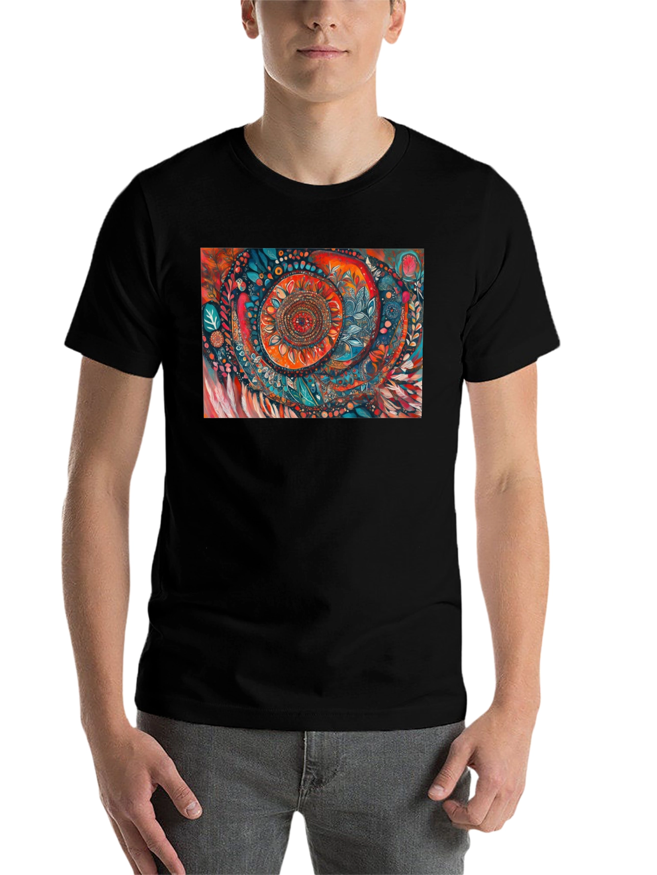 Black Abstract Art Print Black T-Shirt view 7
