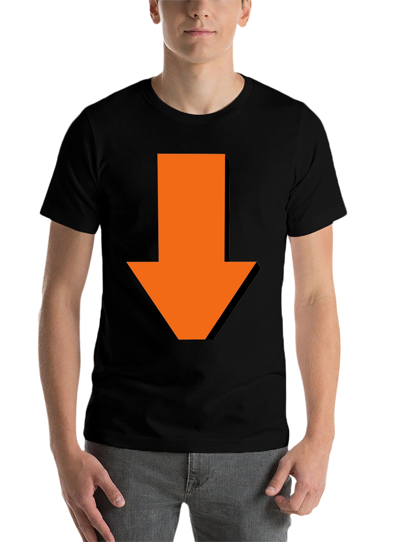 Black Down Arrow Graphic Tee - Casual Black T-Shirt view 7
