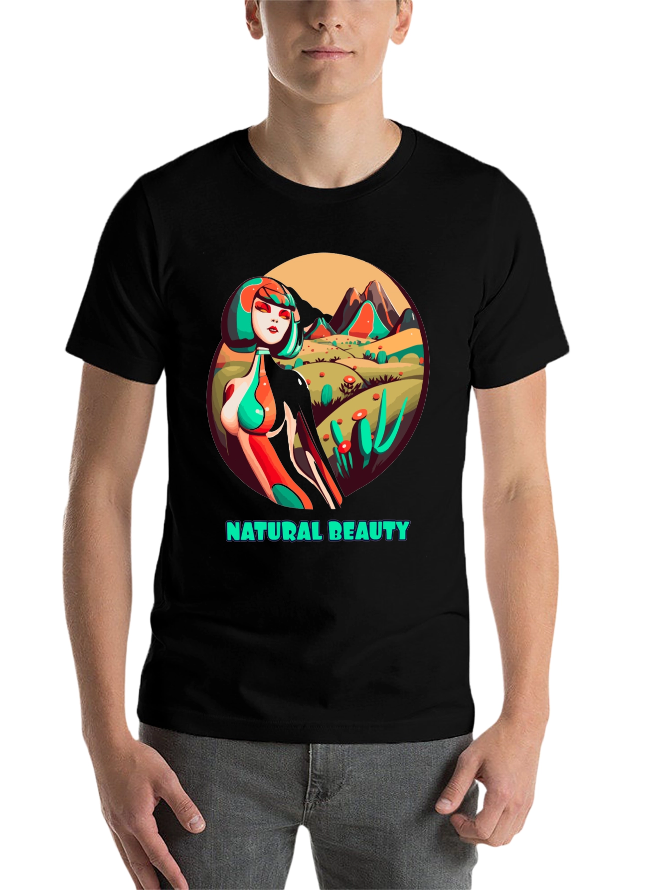 Black Natural Beauty Graphic Tee - Unique Artistic Design view 7
