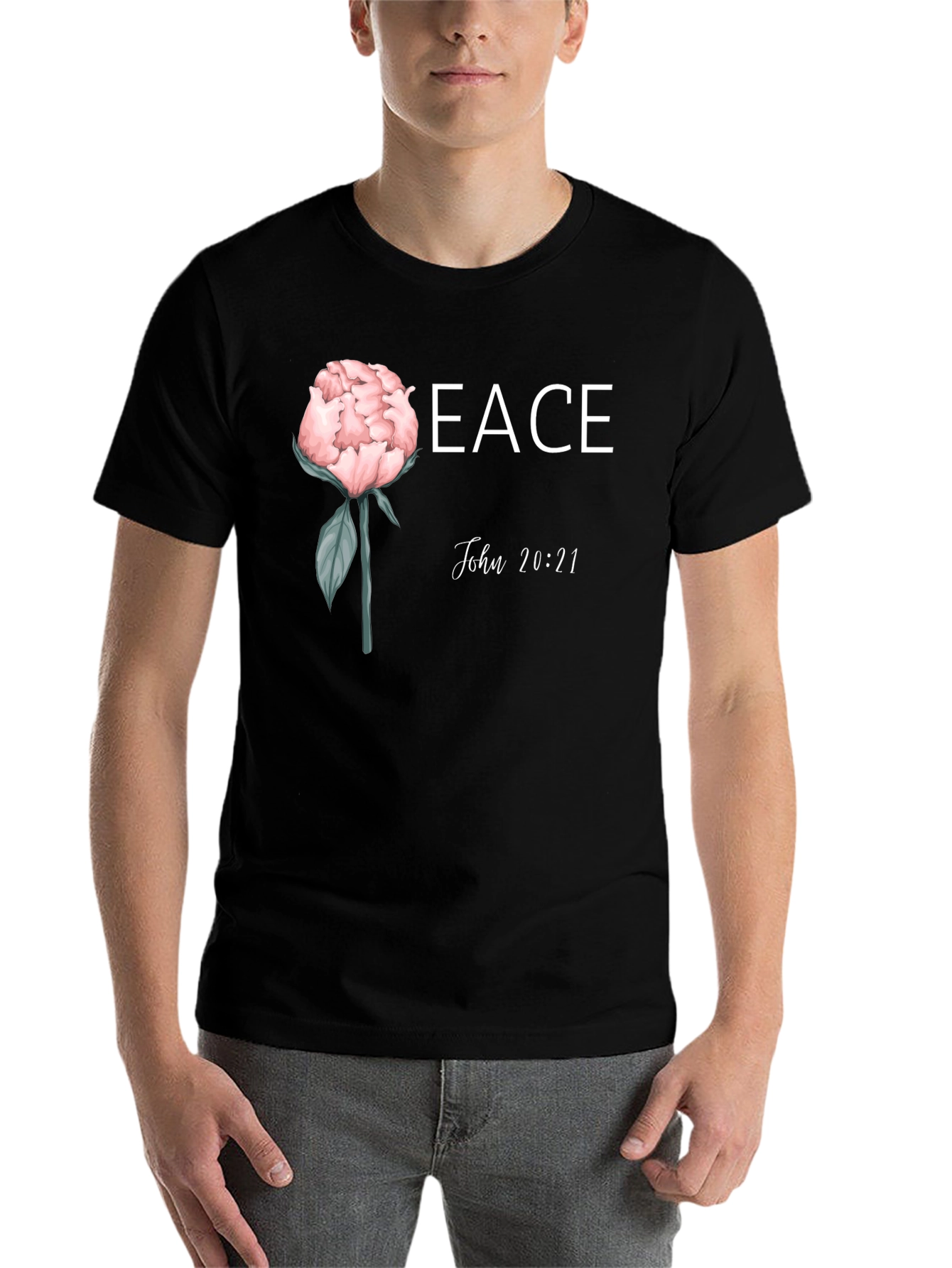 Black Peace John 20:21 Floral T-Shirt view 7
