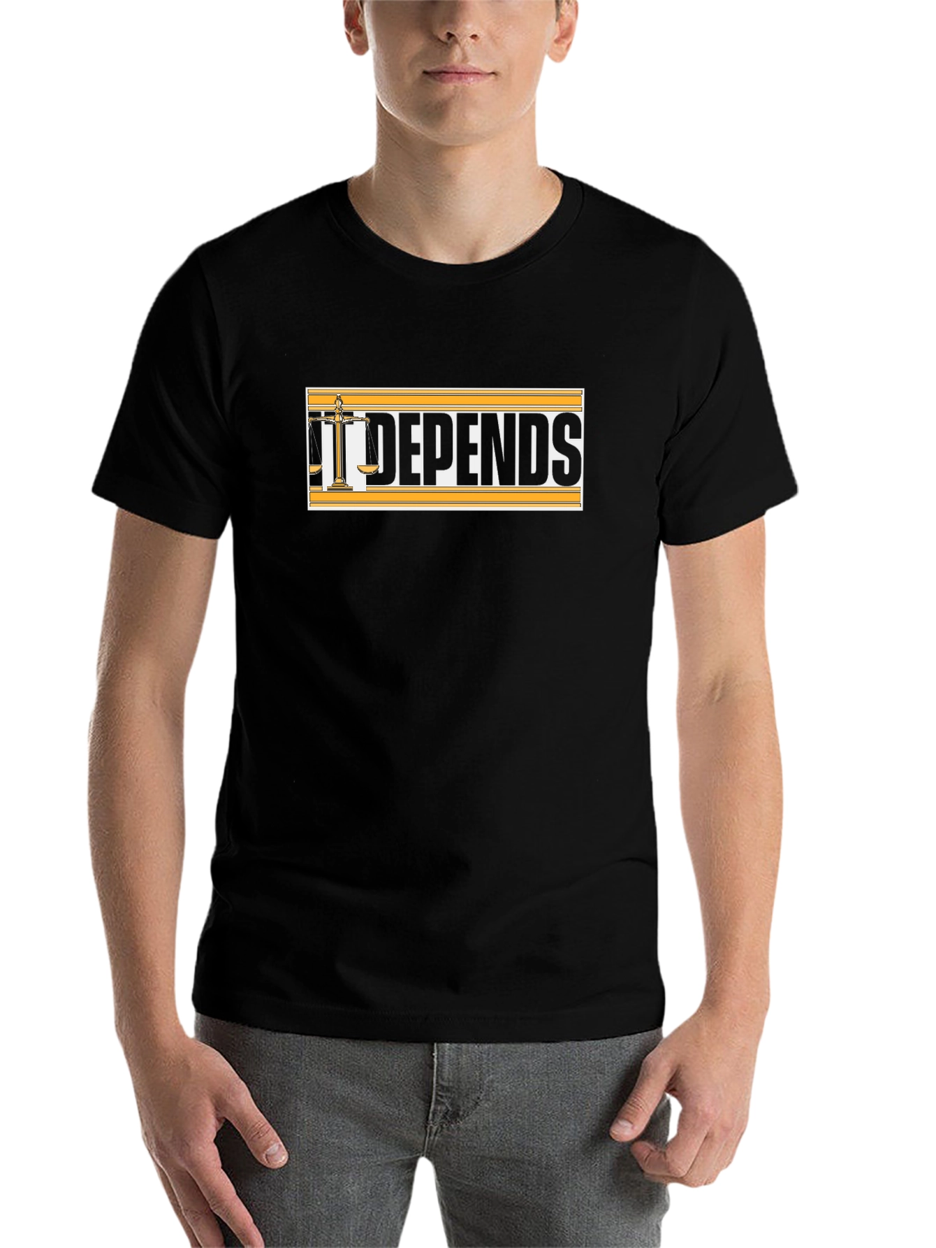 It Depends T-Shirt - Scales of Justice Design - 7
