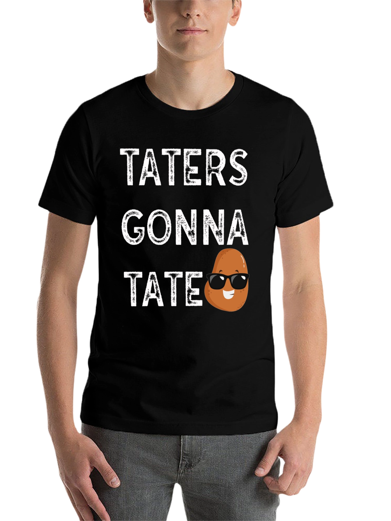 Black Taters Gonna Tate Funny Potato Graphic T-Shirt view 7