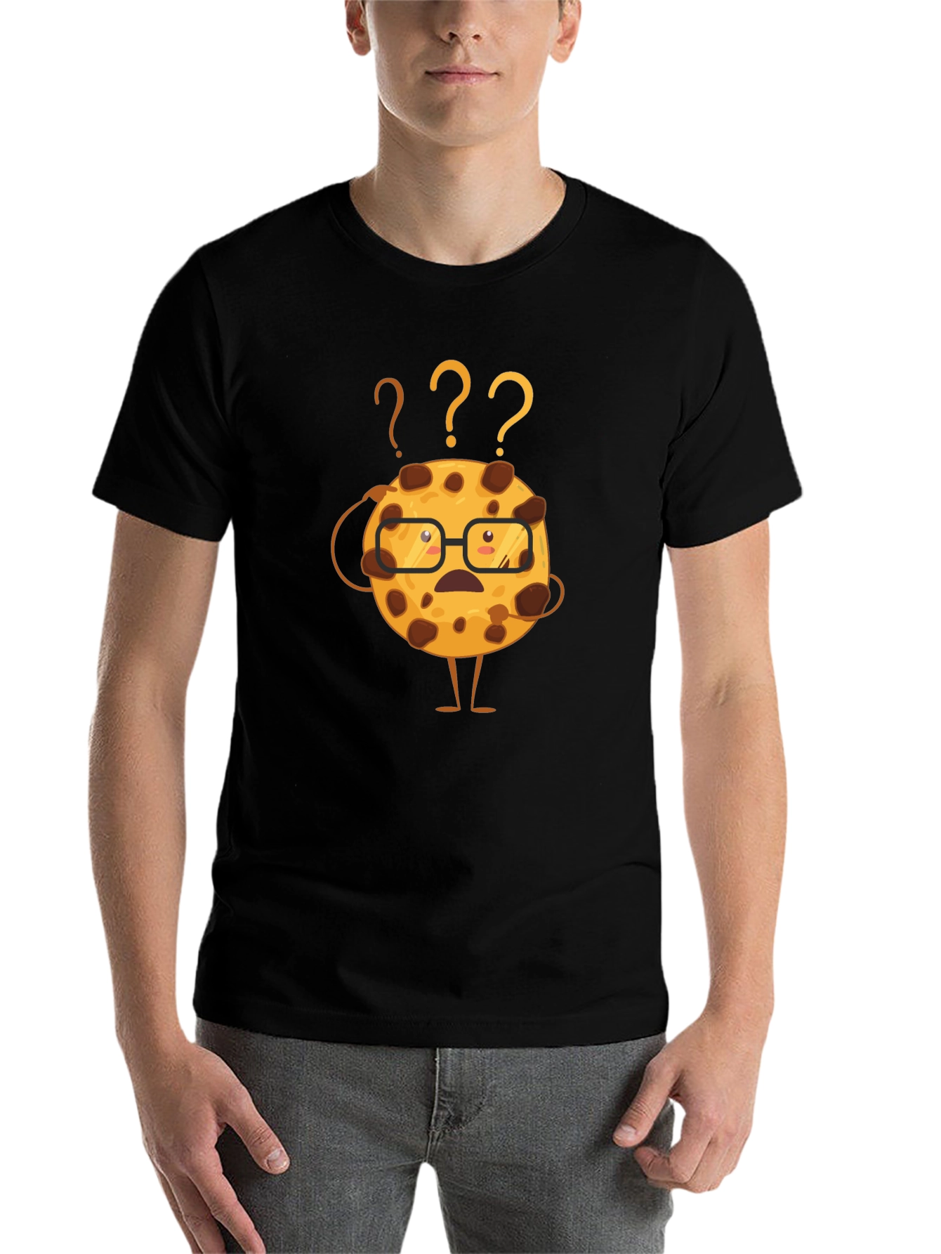 Black Confused Cookie Graphic Tee - Fun Casual Wear view 7