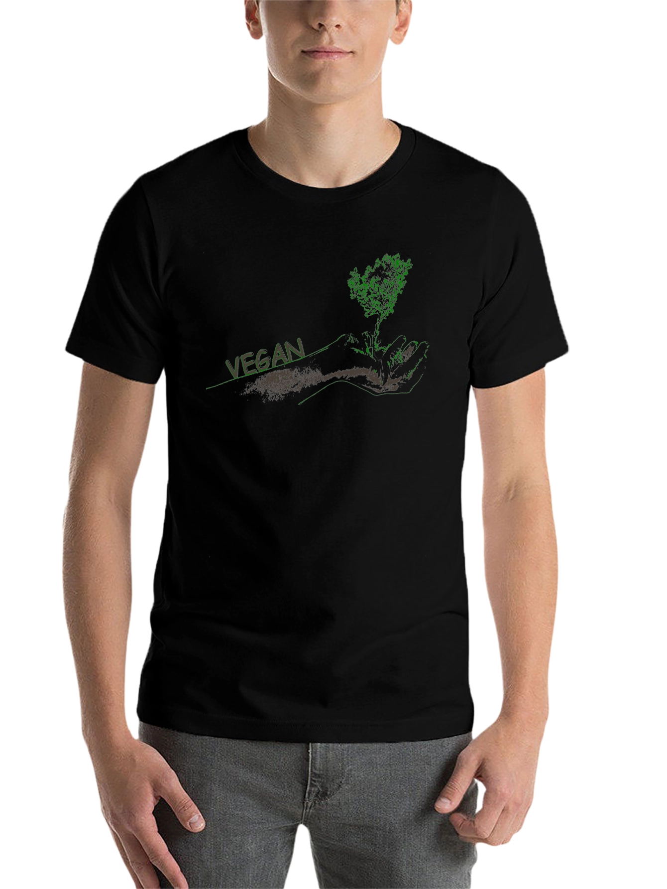 Black Vegan Tree Graphic Black T-Shirt view 7