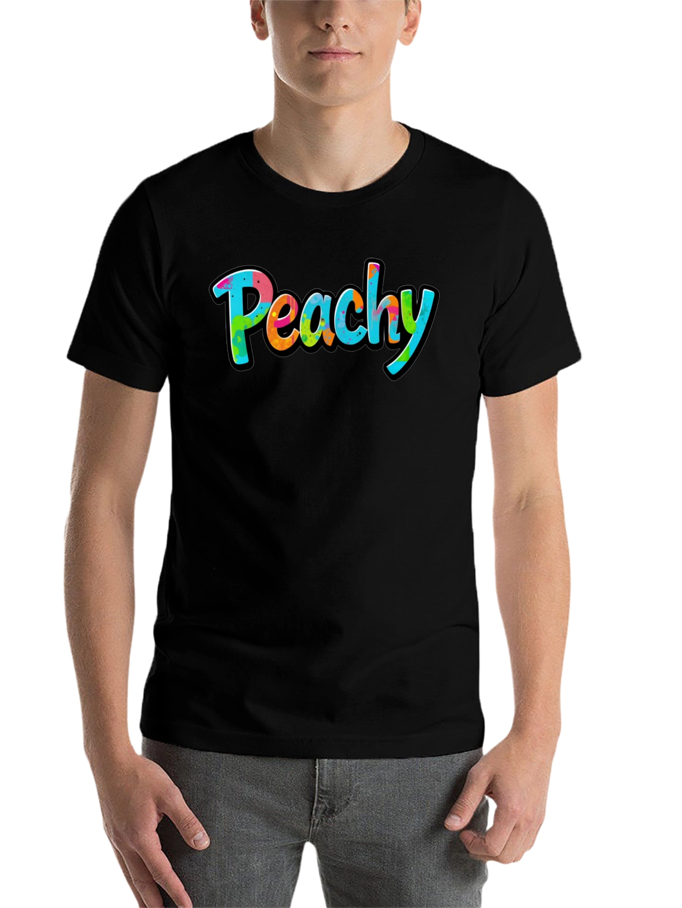 Peachy Graphic Black T-Shirt - Casual Style - 7