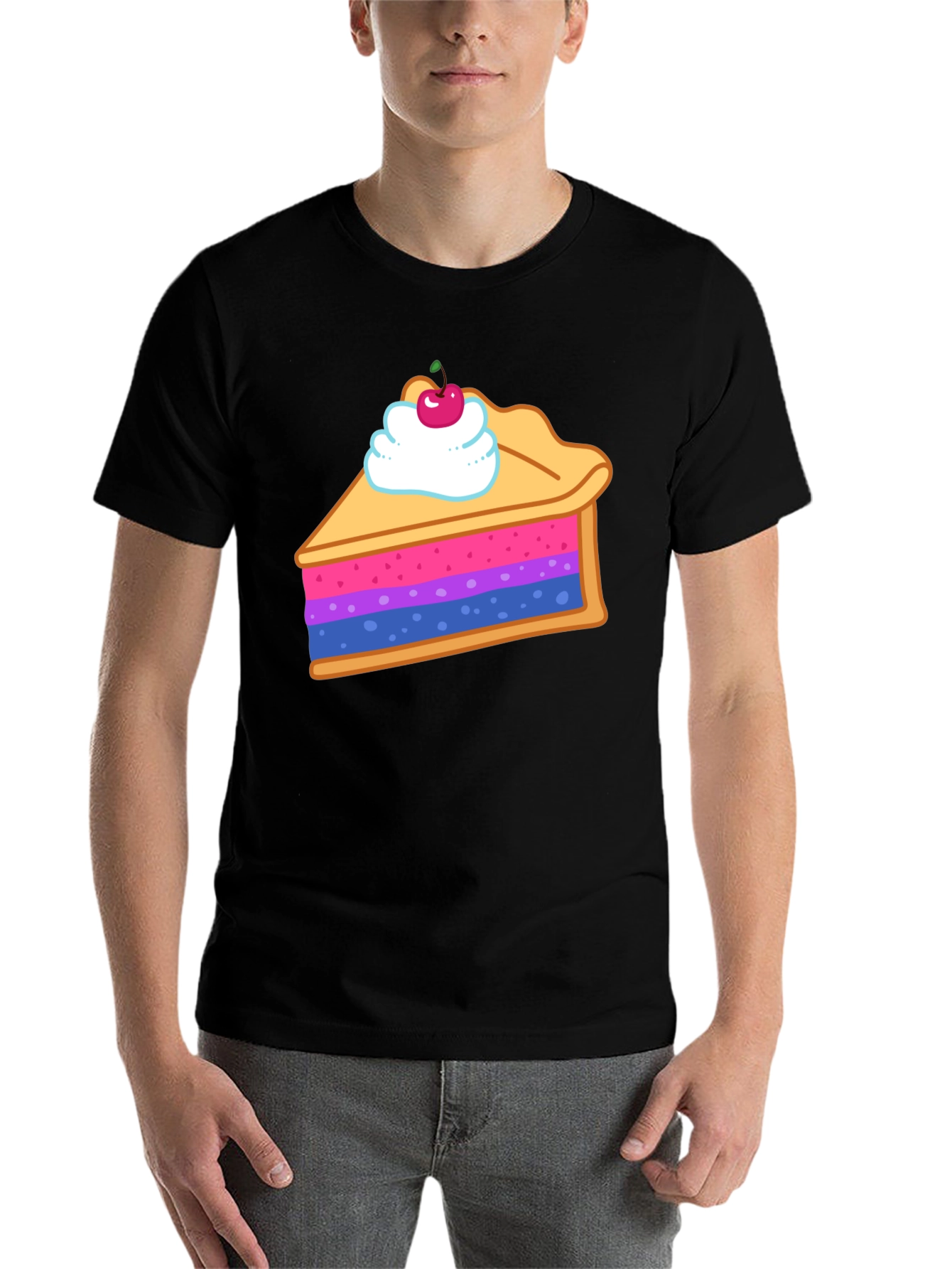 Black Bisexual Pride Flag Pie Slice Graphic T-Shirt view 7