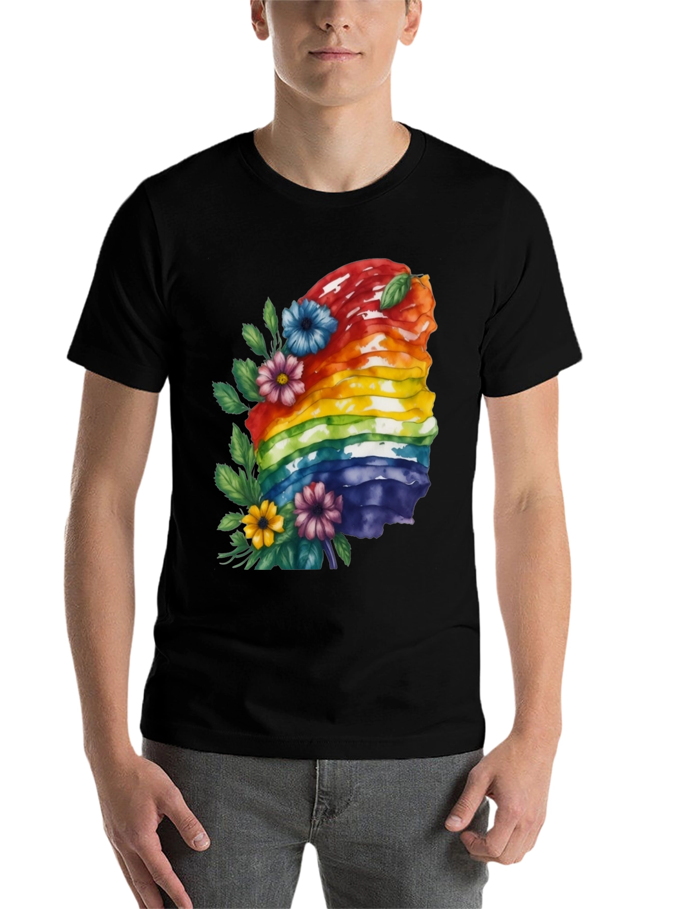 Black Rainbow Layered Cake Floral T-Shirt view 7