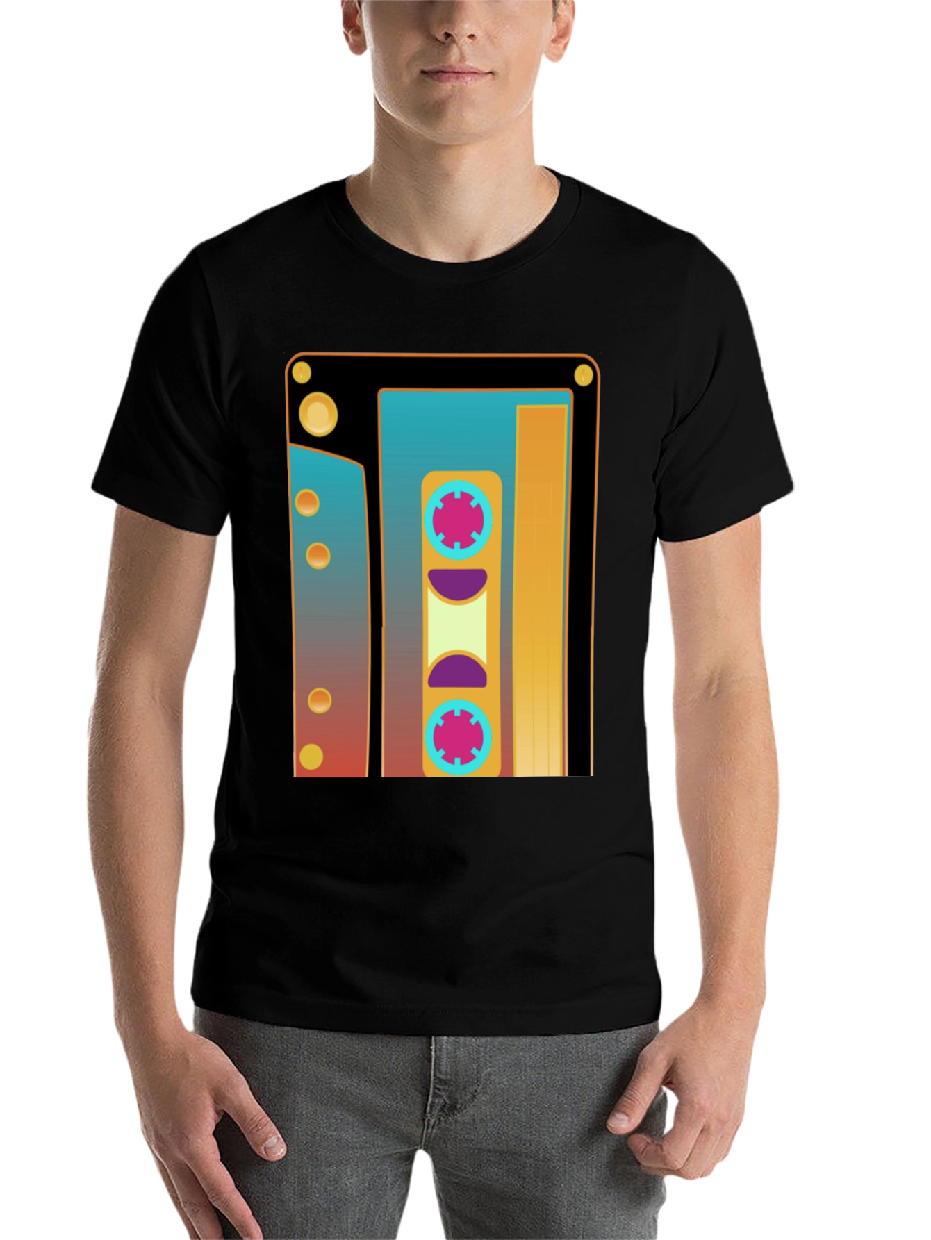 Black Retro Cassette Tape Graphic T-Shirt - Vintage Style view 7