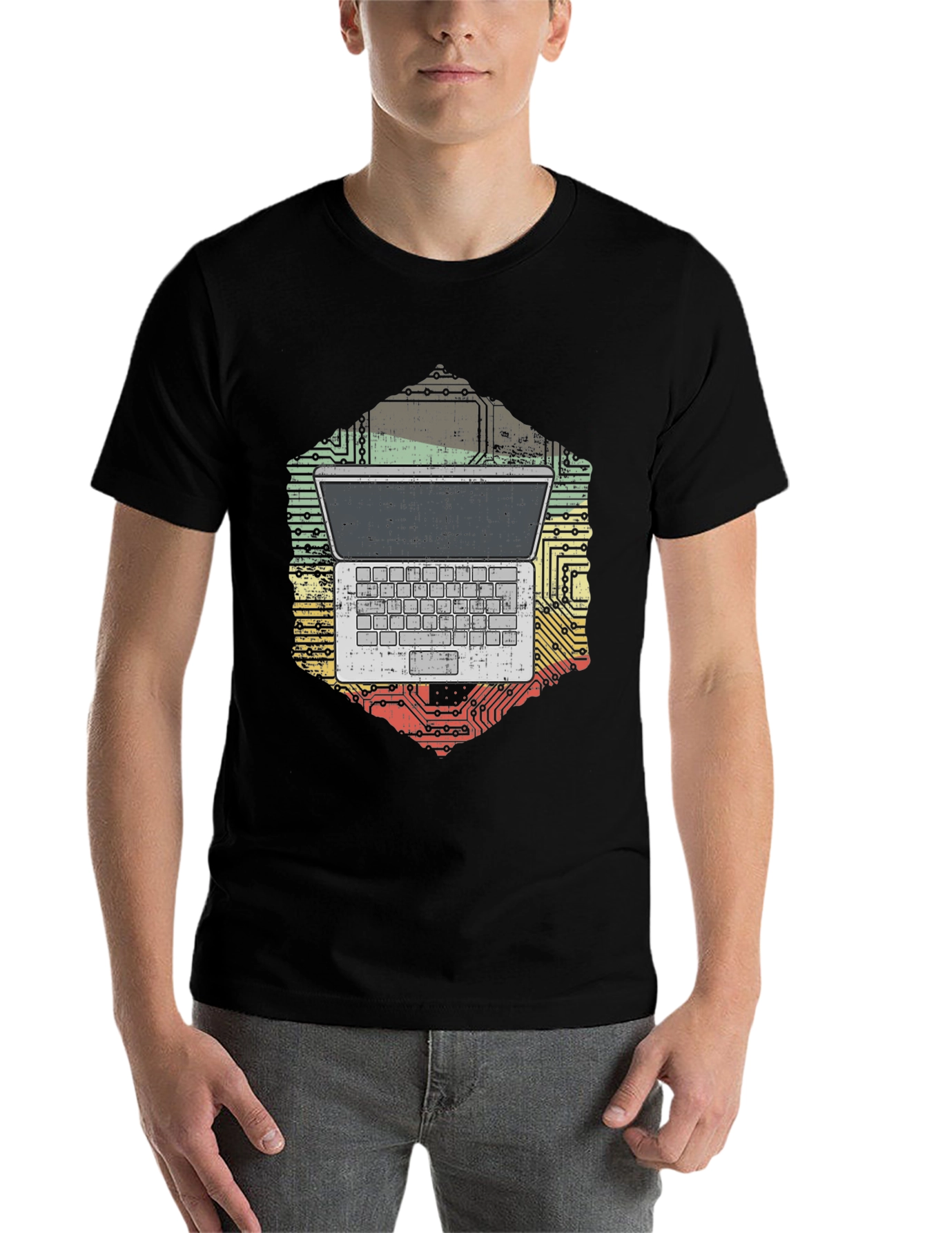 Black Laptop Circuit Board Graphic Tee view 7